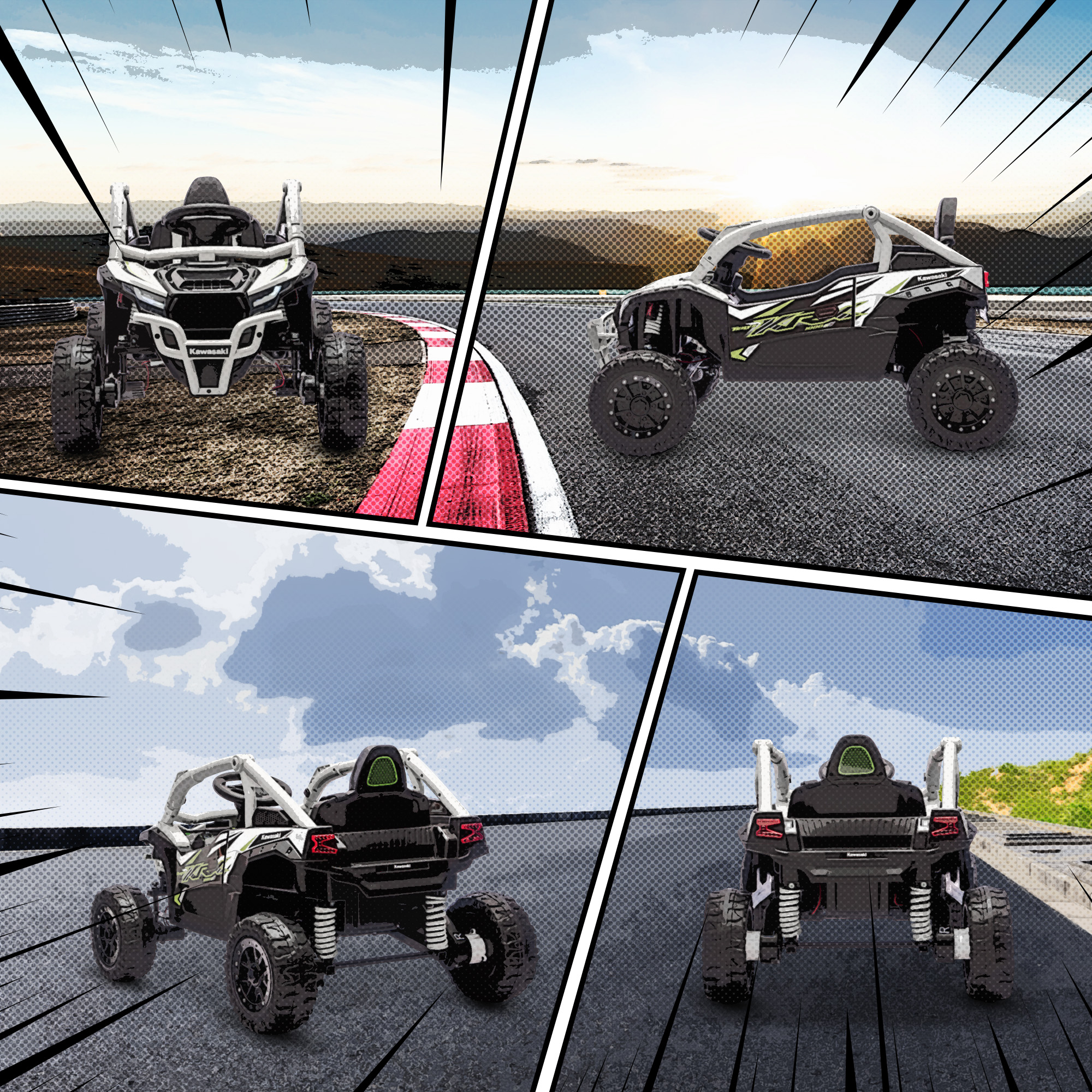 12V Geländefahrzeug für Kinder, Fernbedienung, LED-Lichter, Musik, Hupe, für Kinder von 3-8 Jahren, Grau