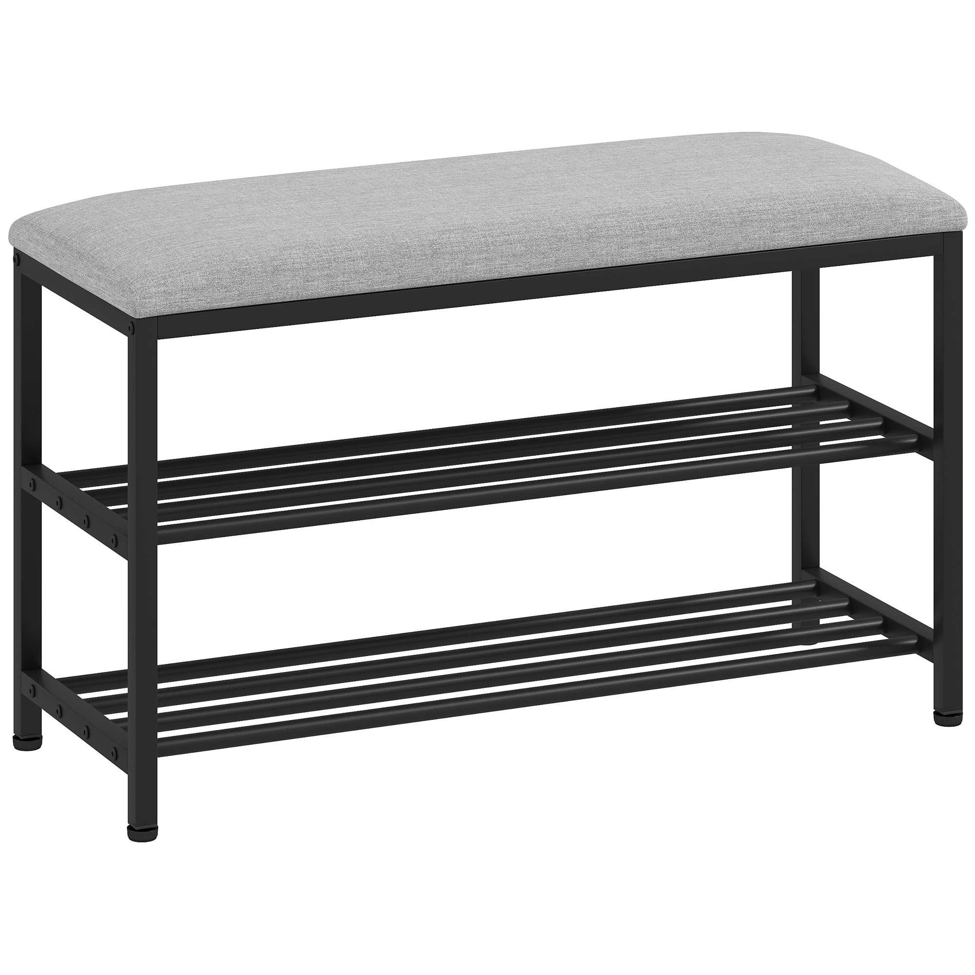 Schuhbank mit Sitzfläche, Sitzbank mit Stauraum, Schuhregal mit 2 offene Fächer, Sitzbank 81 x 31 x 50 cm Schwarz Schuhbank mit Sitzfläche, Sitzbank mit Stauraum, Schuhregal mit 2 offene Fächer, Sitzbank 81 x 31 x 50 cm Schwarz