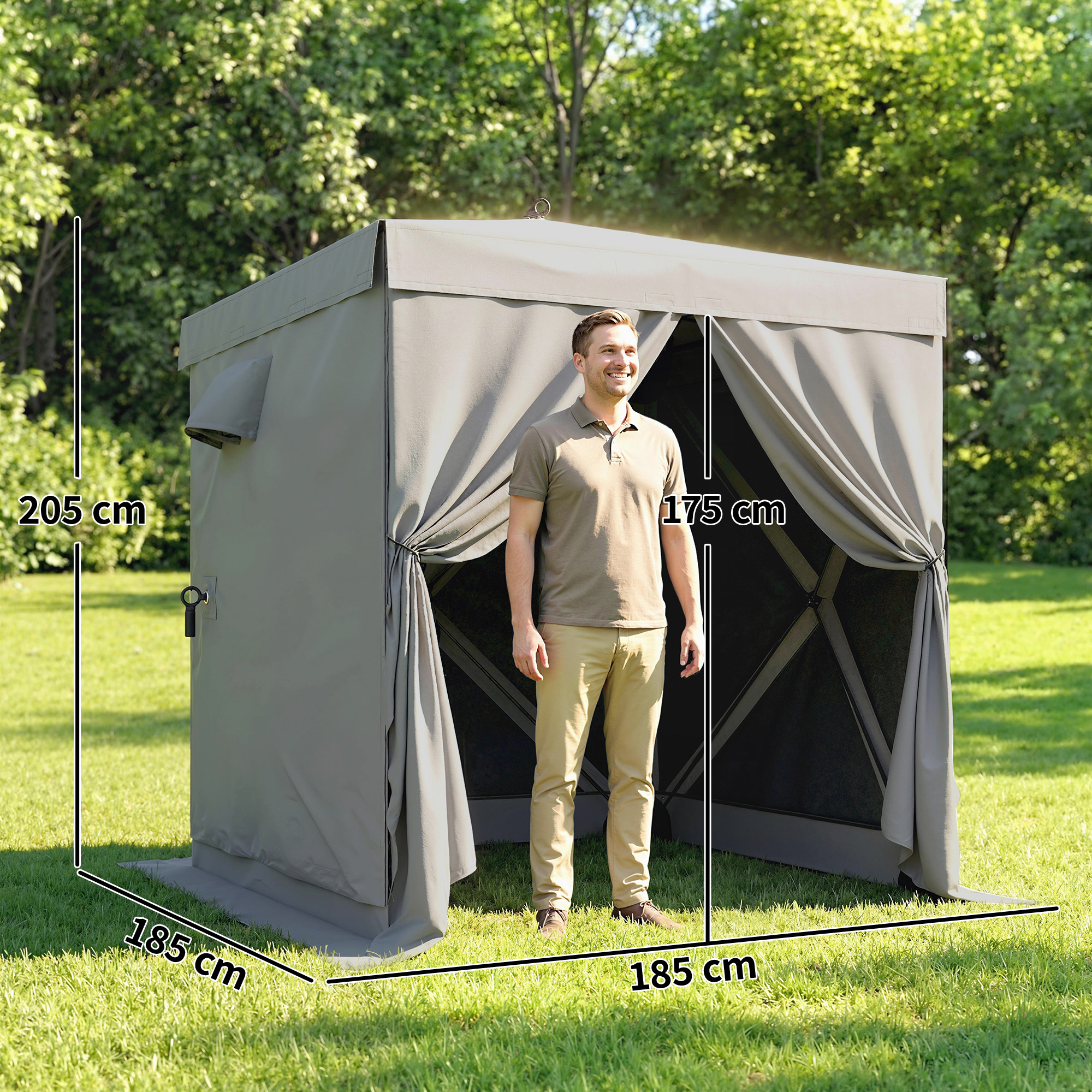 Pavillon 1,85x1,85m Wasserdicht Stabil Winterfest Pop-up Faltpavillon mit 4 Mesh-Seitenteilen Tasche, UV 30+