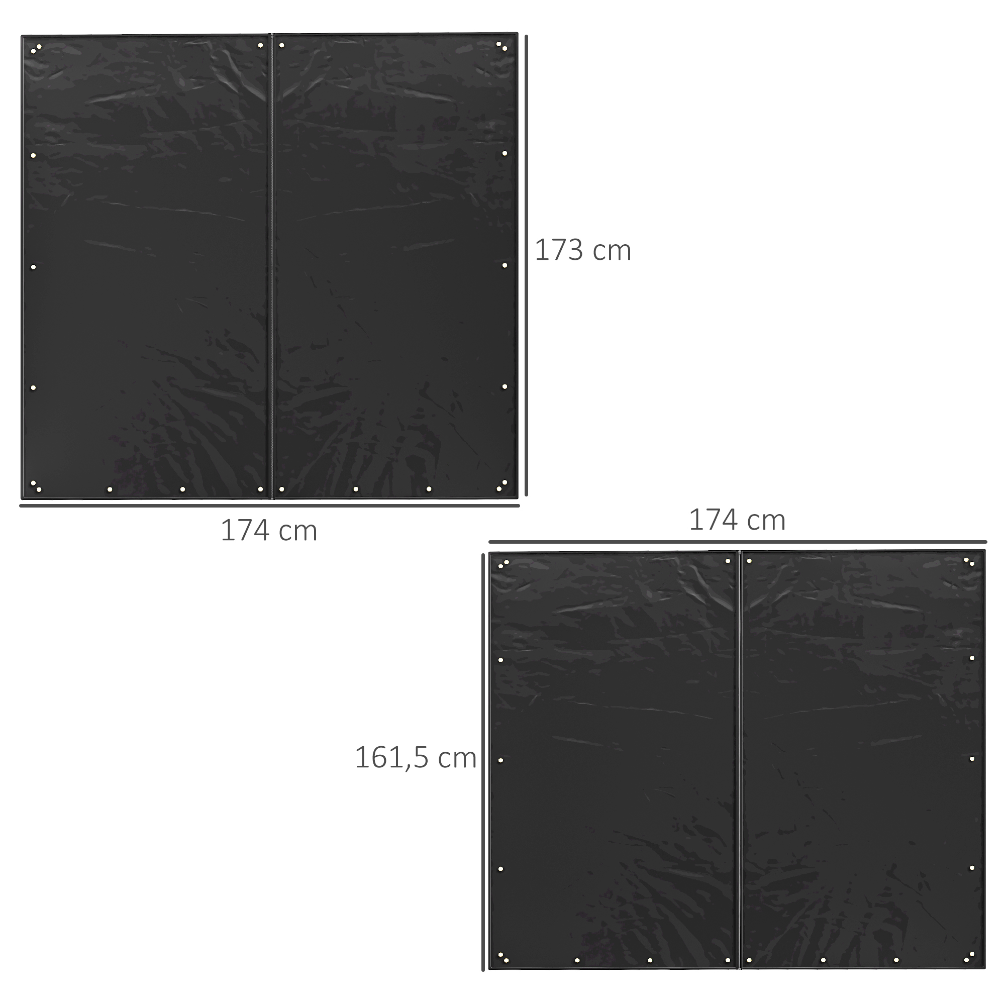 Abdeckung für Brennholzregal, 2er-Set, wetterfest & staubdicht, 174x173 & 174x161,5, Schwarz