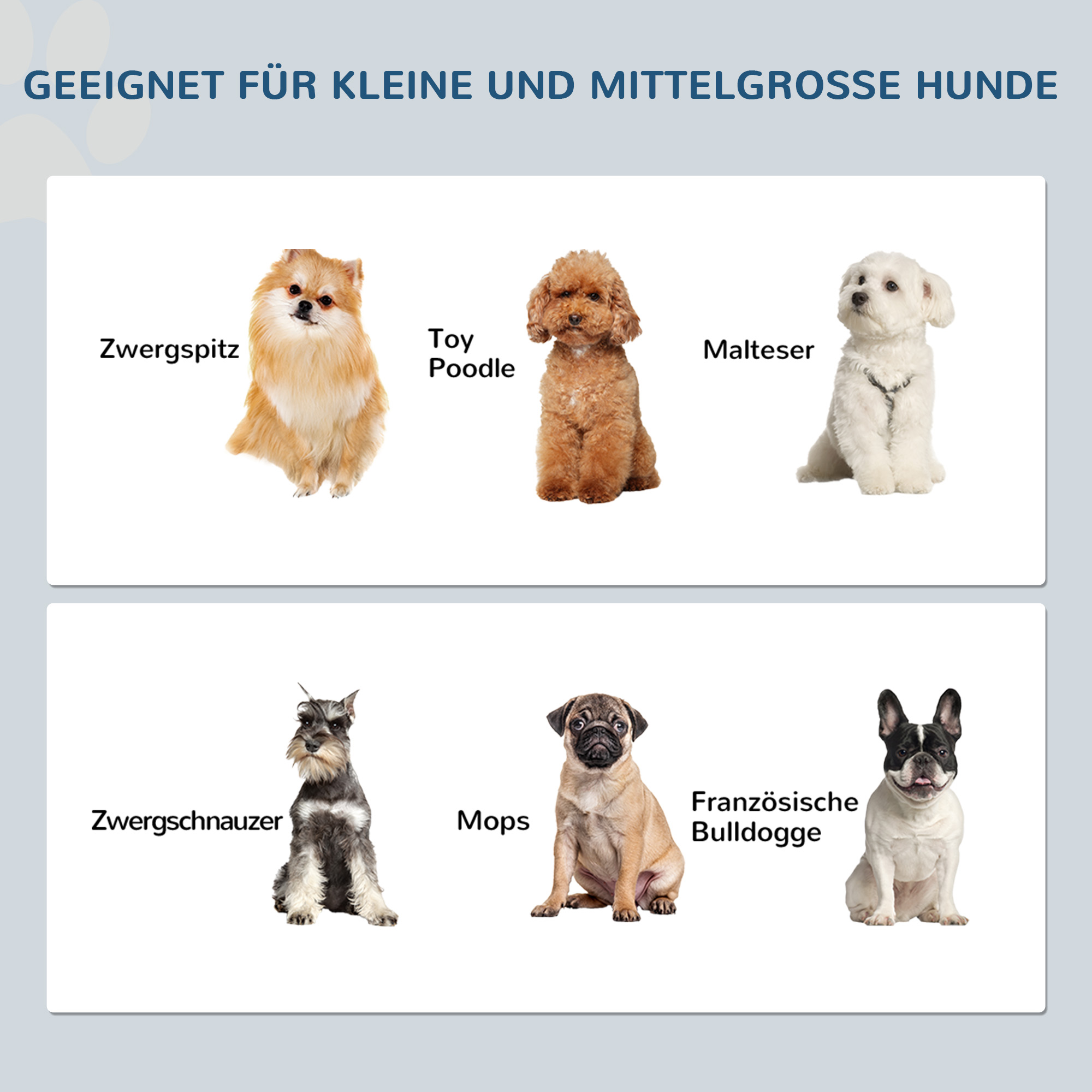 Hunde-Futterstation, rutschfest, 44x24x15cm, Grau, 0,9L pro Napf