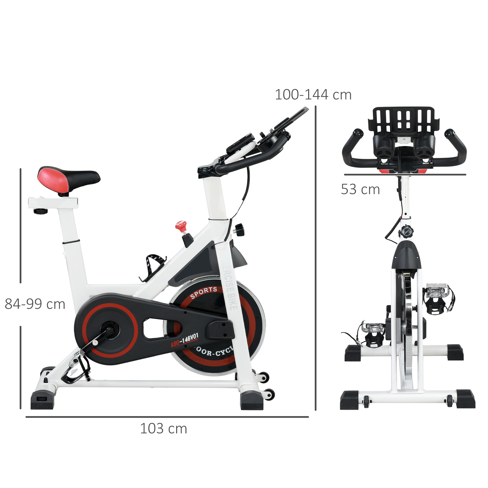 Heimtrainer, einstellbarer Widerstand, bis 120kg, Stahl, L103xB53xH100-114cm, Weiß/Schwarz
