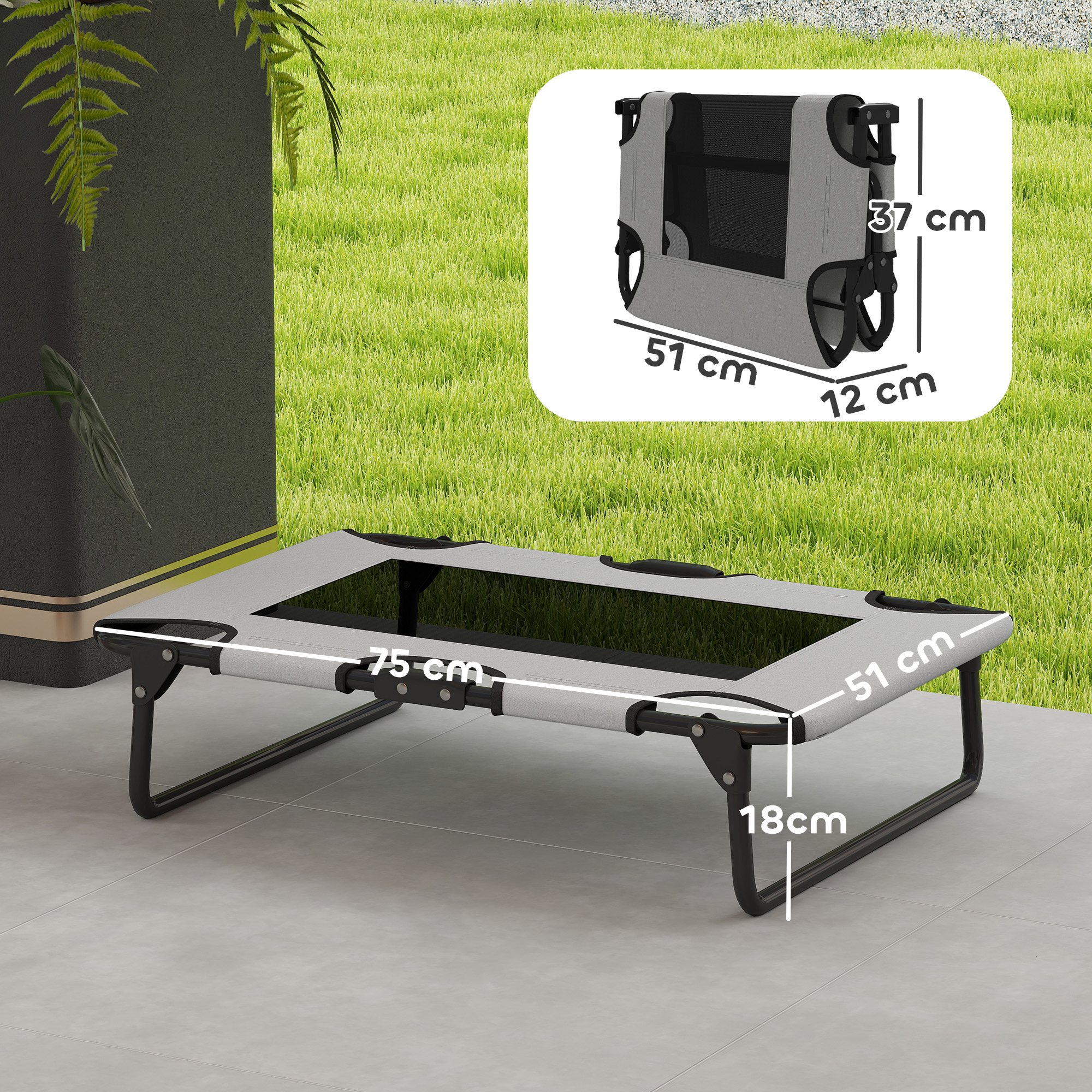 erhöhtes Hundebett klappbar Haustierbett, Outdoor Hundeliege mit Netzdesign Hellgrau Oxford 75 x 51 x 18 cm