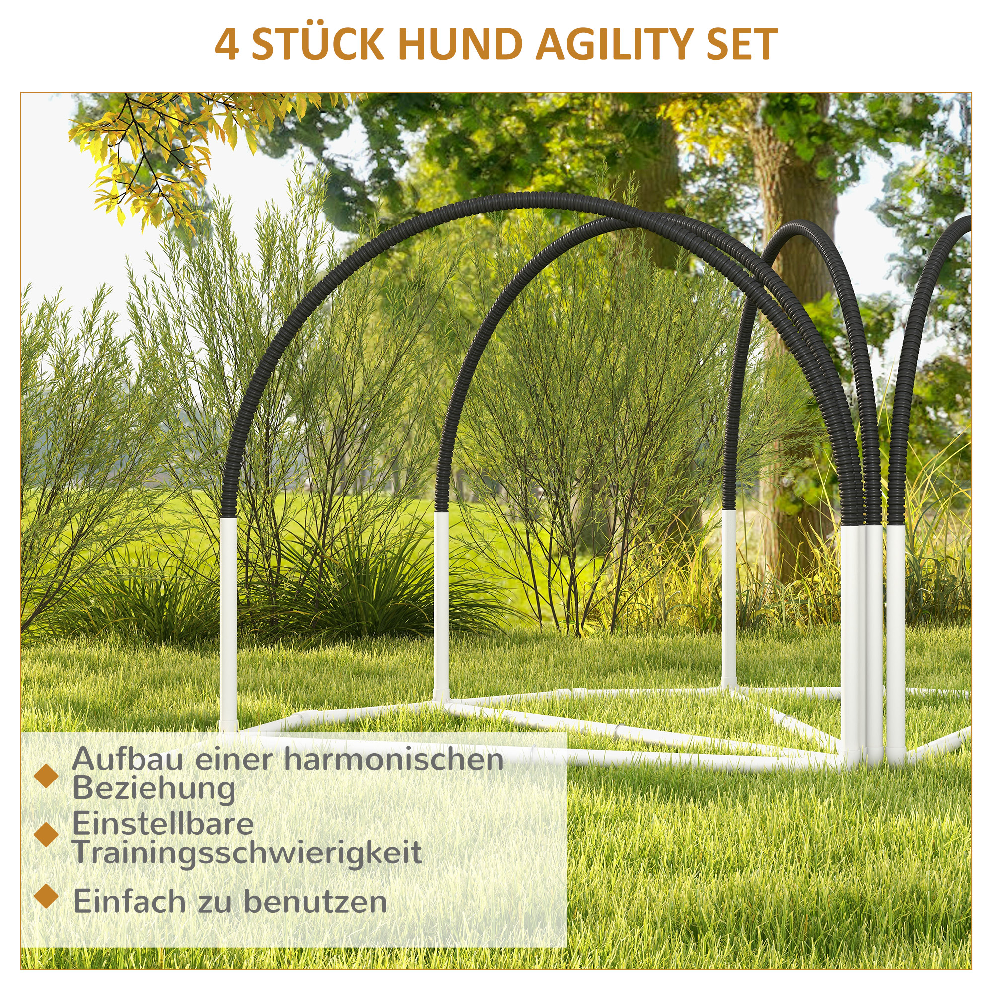 Hunde-Agility-Set Hundetrainingszubehör Agility-Set, 4 Teile, 89 x 69 x 99 cm, Weiß + Schwarz