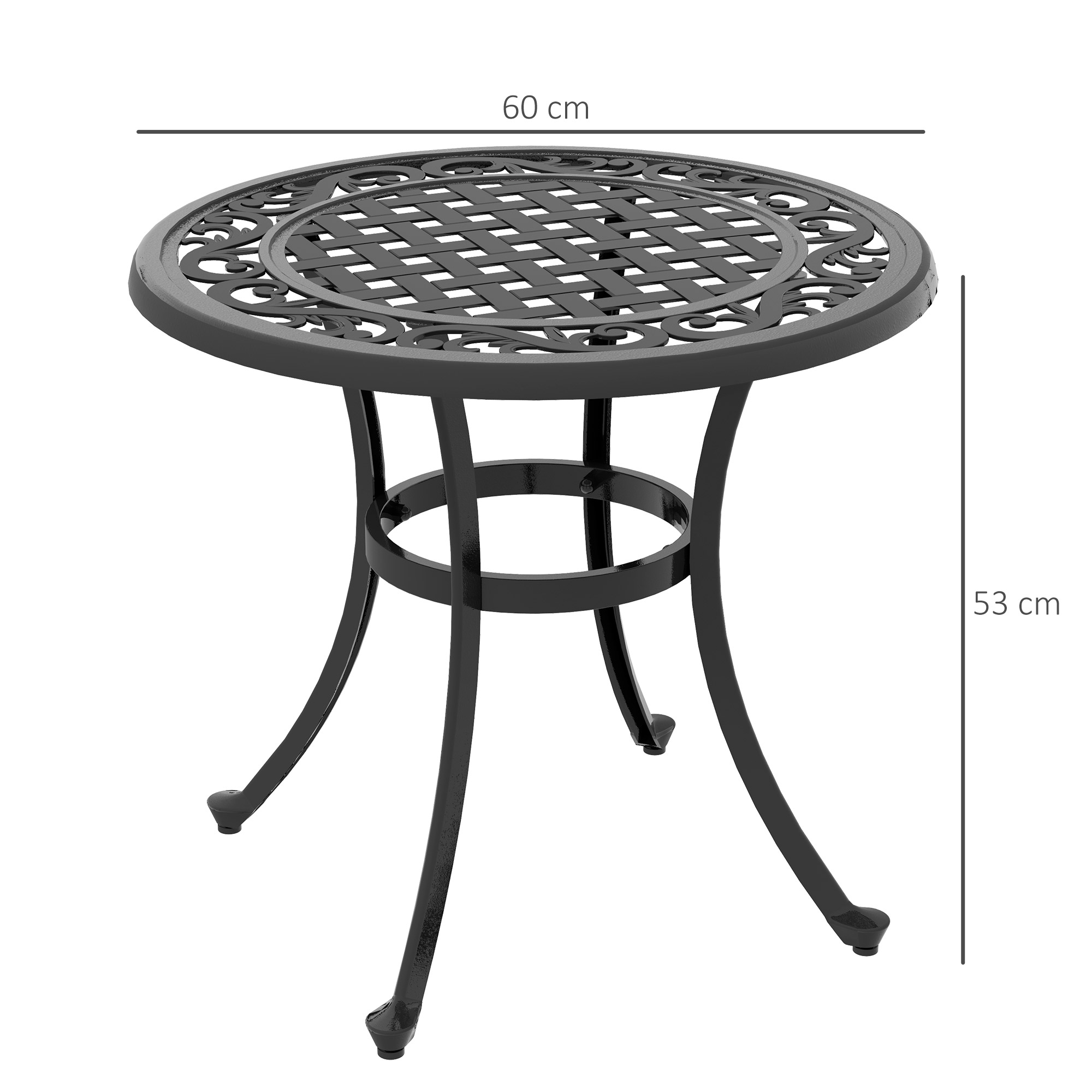 Gartentisch Loungetisch Balkontisch, Vintage-Design, 60 x 60 x 53 cm, Schwarz