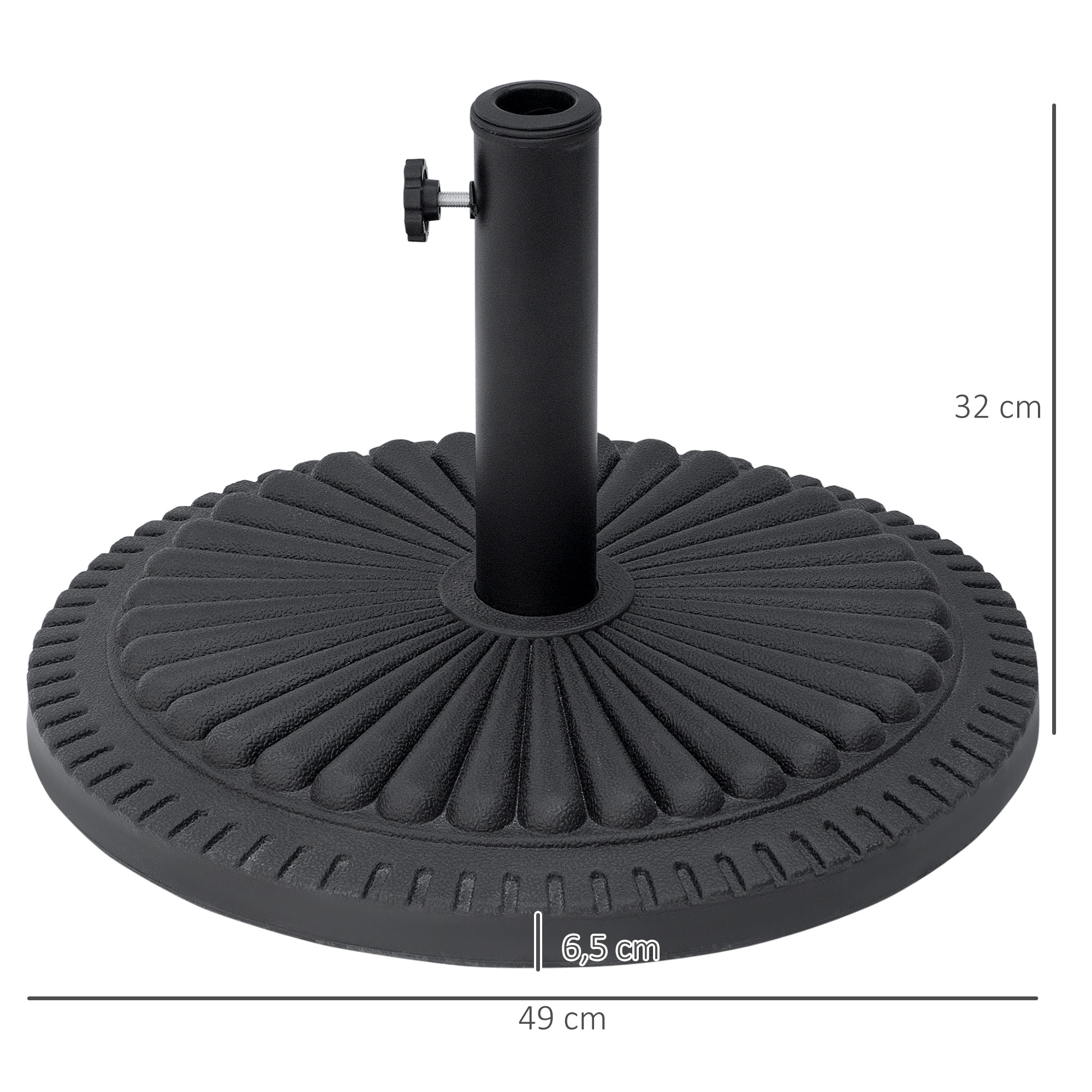 Sonnenschirmständer 14  kg Schirmständer Rund Schirmhalter, Ständer Schirmgewicht für Sonnenschirm 35-48mm Rohrdurchmesser, für Balkon, Terasse, Garten, Schwarz
