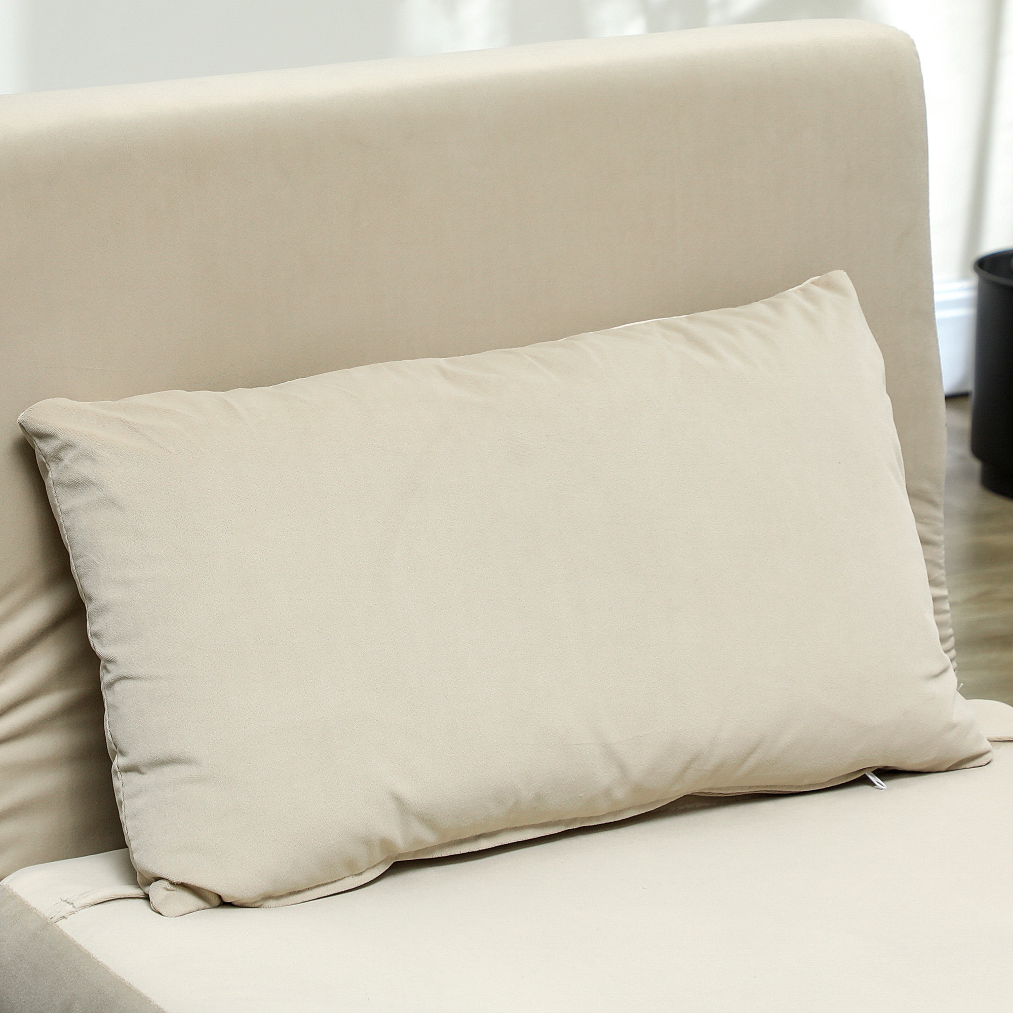 Klappsessel mit Bettfunktion, Klappbarer Relaxsessel in Samtoptik, Verstellbare Lehne, bis 120 kg belastbar, Beige