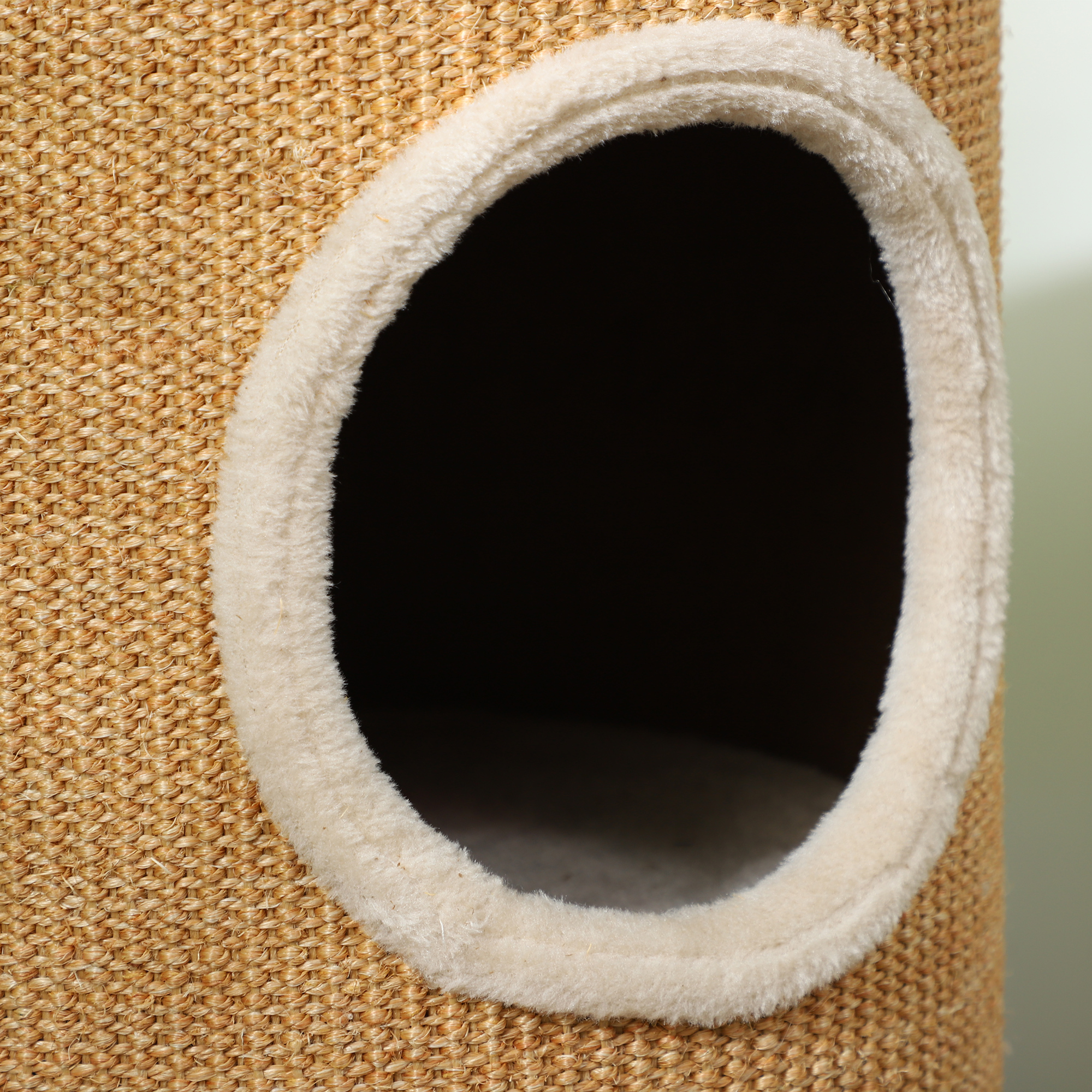 Katzenbaum mit viel Platz, Plüschbezug, Sisal-Oberfläche, ?35 x 60H cm, Braun-Beige, 10 kg