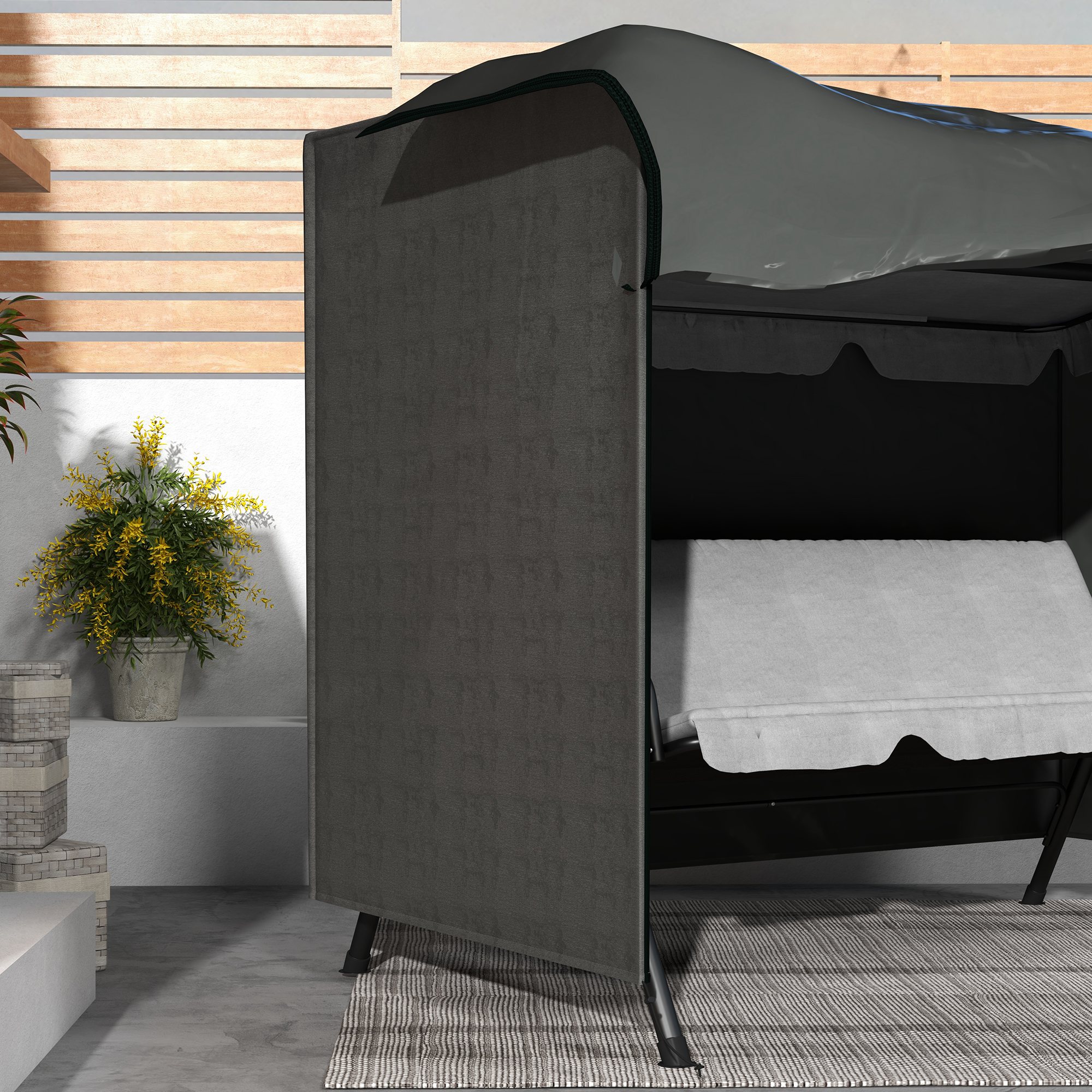 Abdeckung für Gartenschaukel, Schutzhülle für Hollywoodschaukel, Abdeckhaube, wasserfest, 205 x 124 x 164 cm, Dunkelgrau