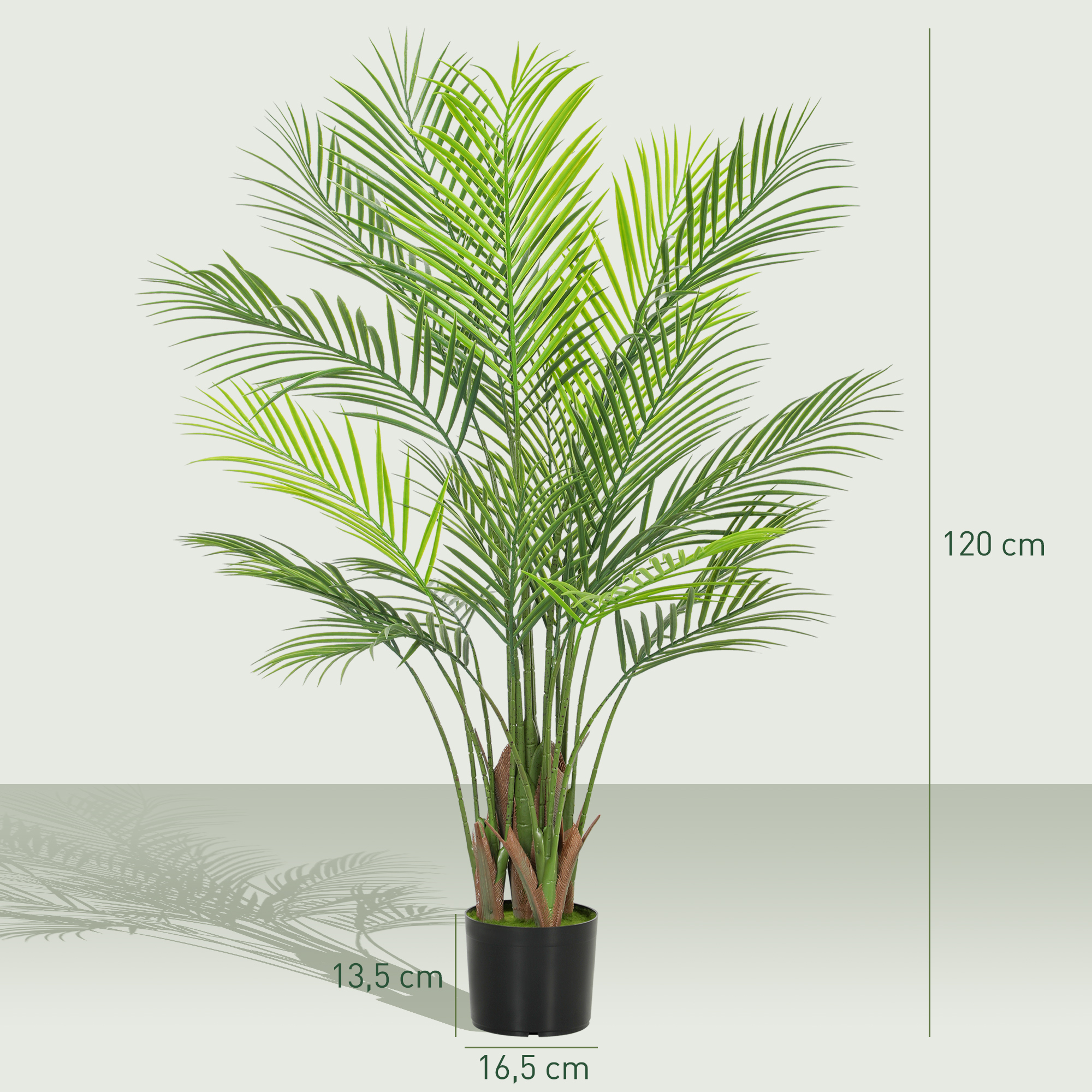 Künstliche Palme groß 120cm Kunstpflanze, Plastik Künstliche Pflanzen im Topf für Wohnzimmer Büro