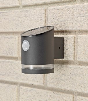 LED Solar Wandleuchte "SWL 119-A" / PIR Bewegungsmelder, IP44, anthrazit