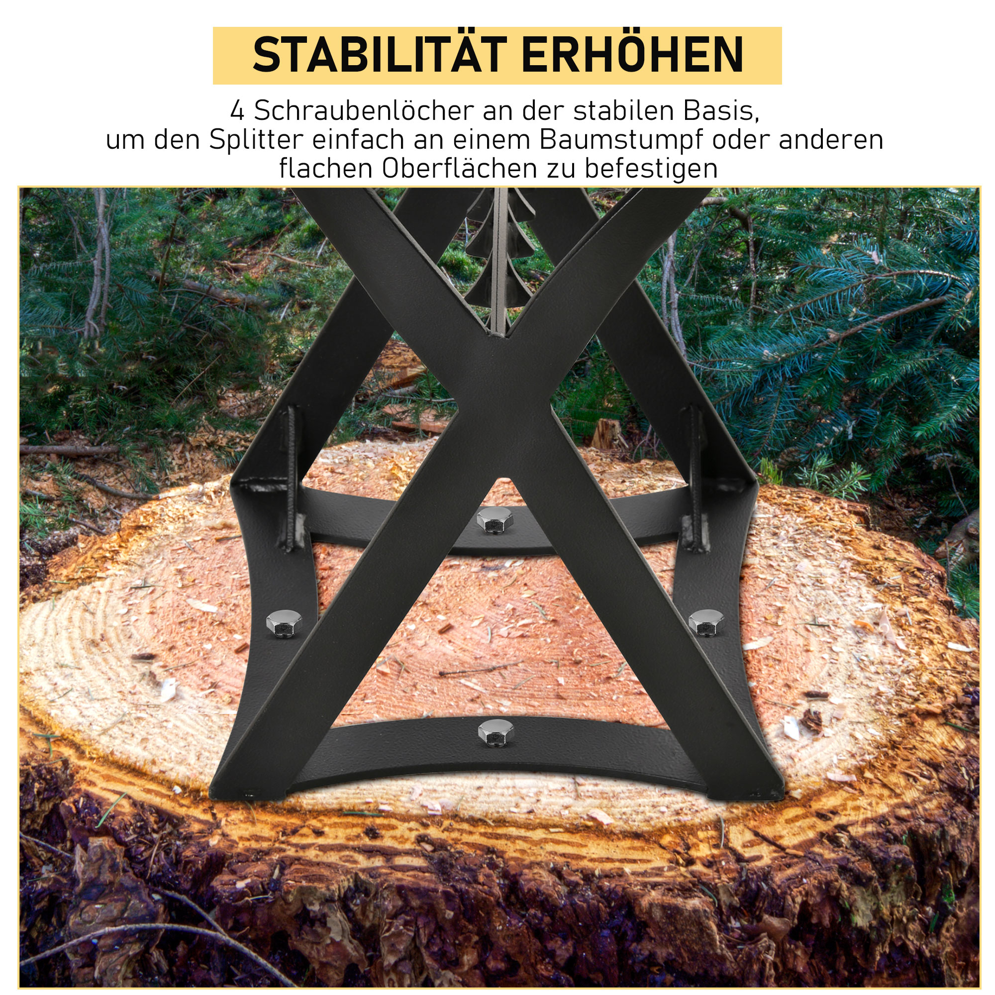 Manueller Holzspalter aus Karbonstahl Brennholzspalter schnelles Brennholzspaltwerkzeug leicht zu bedienen für Campen Outdoor Schwarz 24,4 x 20,8 x 37,4 cm