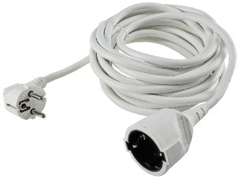 Schutzkontakt-Verlängerung, 5m, weiß / H05VV-F3G 1,5mm² 16A/250V