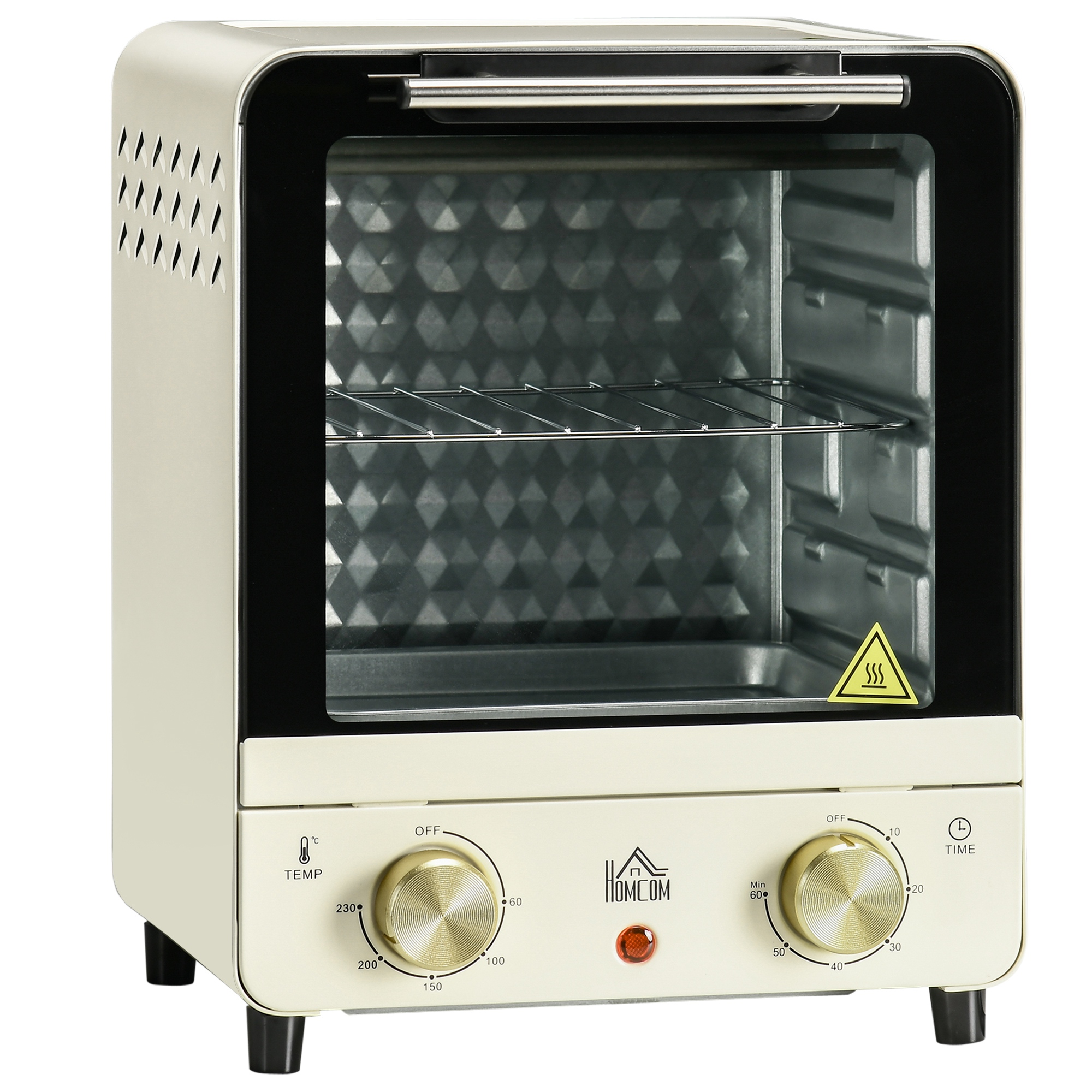 Mini Ofen 15L Fassungsvermögen, höhenverstellbares Backblech und Gitterrost, 1000W, Cremeweiß Mini Ofen 15L Fassungsvermögen, höhenverstellbares Backblech und Gitterrost, 1000W, Cremeweiß