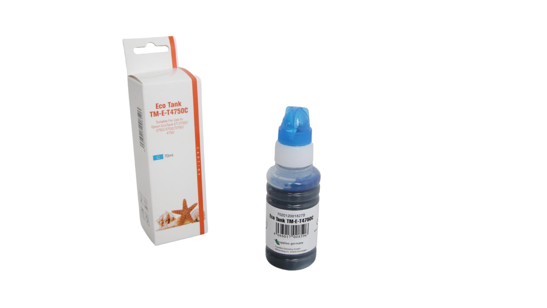 T4750C Eco Tank Nachfüllflasche cyan für Epson / C13T03R240 / 70