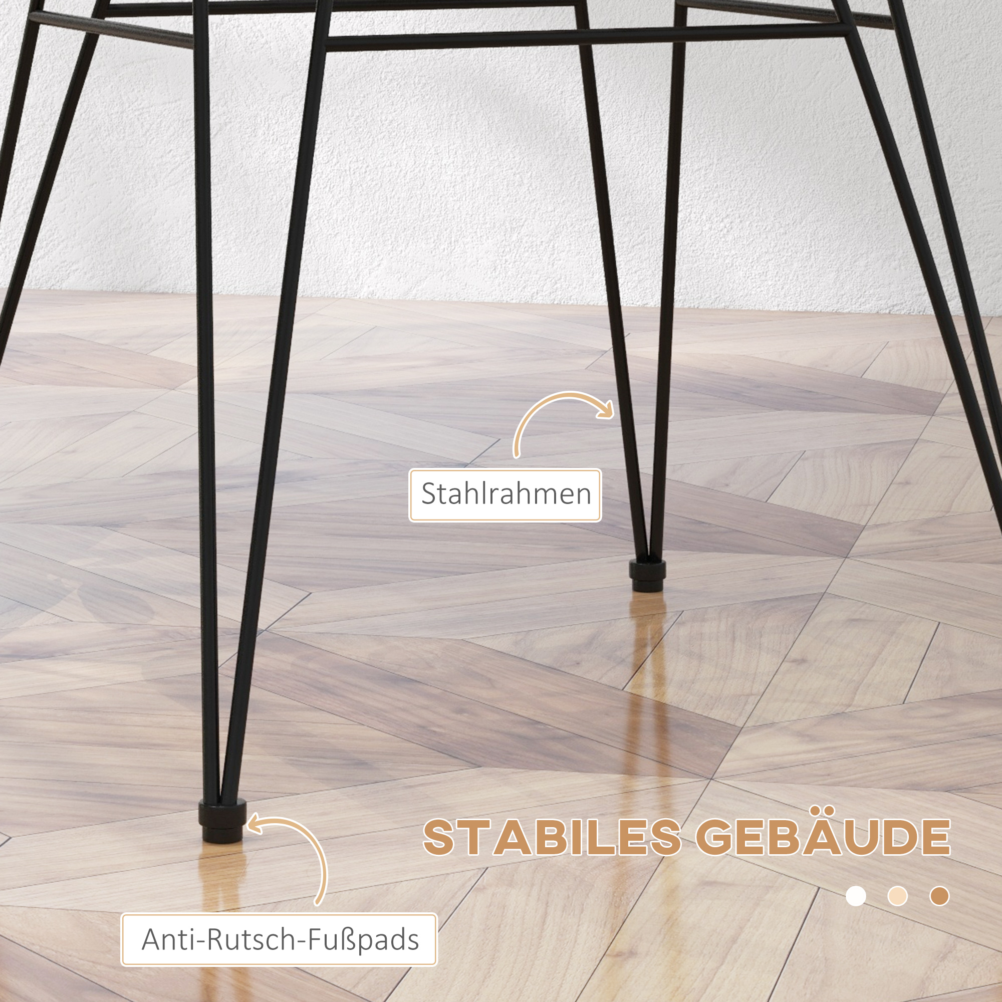 2-er-Set Stühle im Boho-Stil, Küchenstühle, PE-Rattan, 56 x 60 x 79 cm, Natur + Schwarz