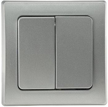 DELPHI Serien-Schalter 2-fach - 250V~/ 10A, inkl. Rahmen, UP, silber DELPHI Serien-Schalter 2-fach - 250V~/ 10A, inkl. Rahmen, UP, silber