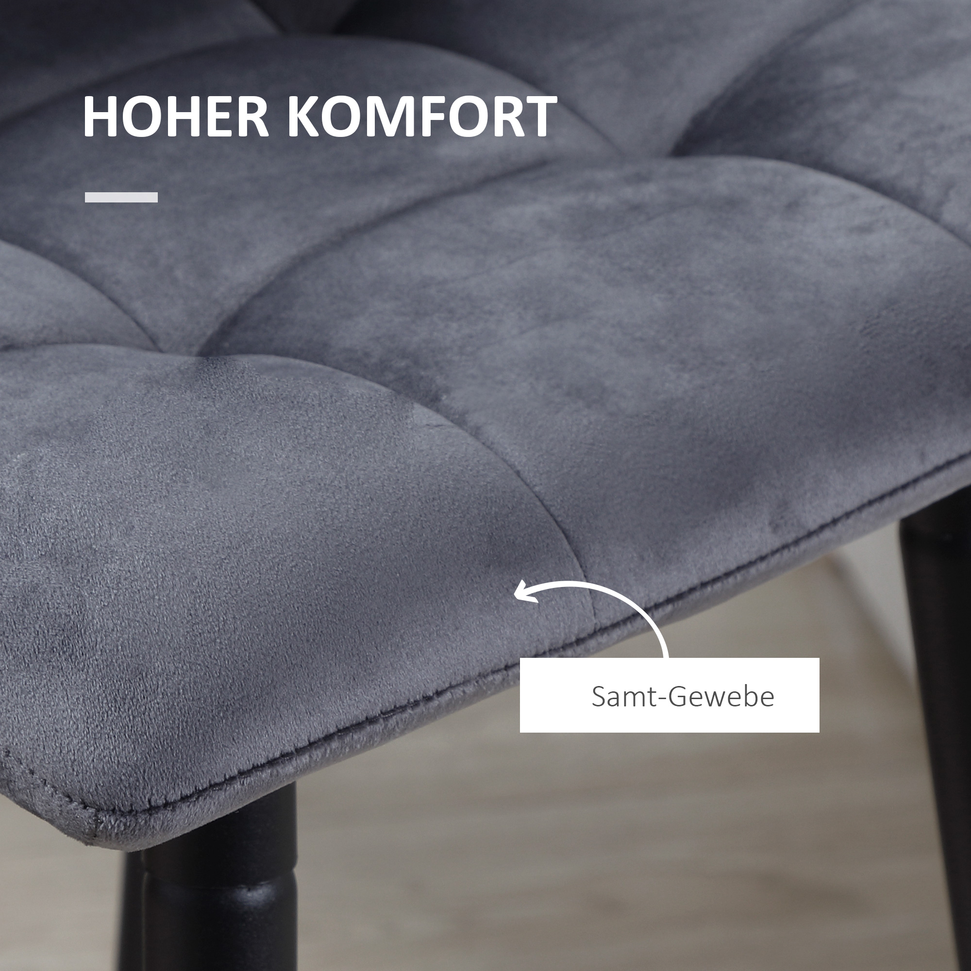 2er-Set Barhocker mit Fußstütze im Retrodesign 42 cm x 55 cm x 103 cm Grau