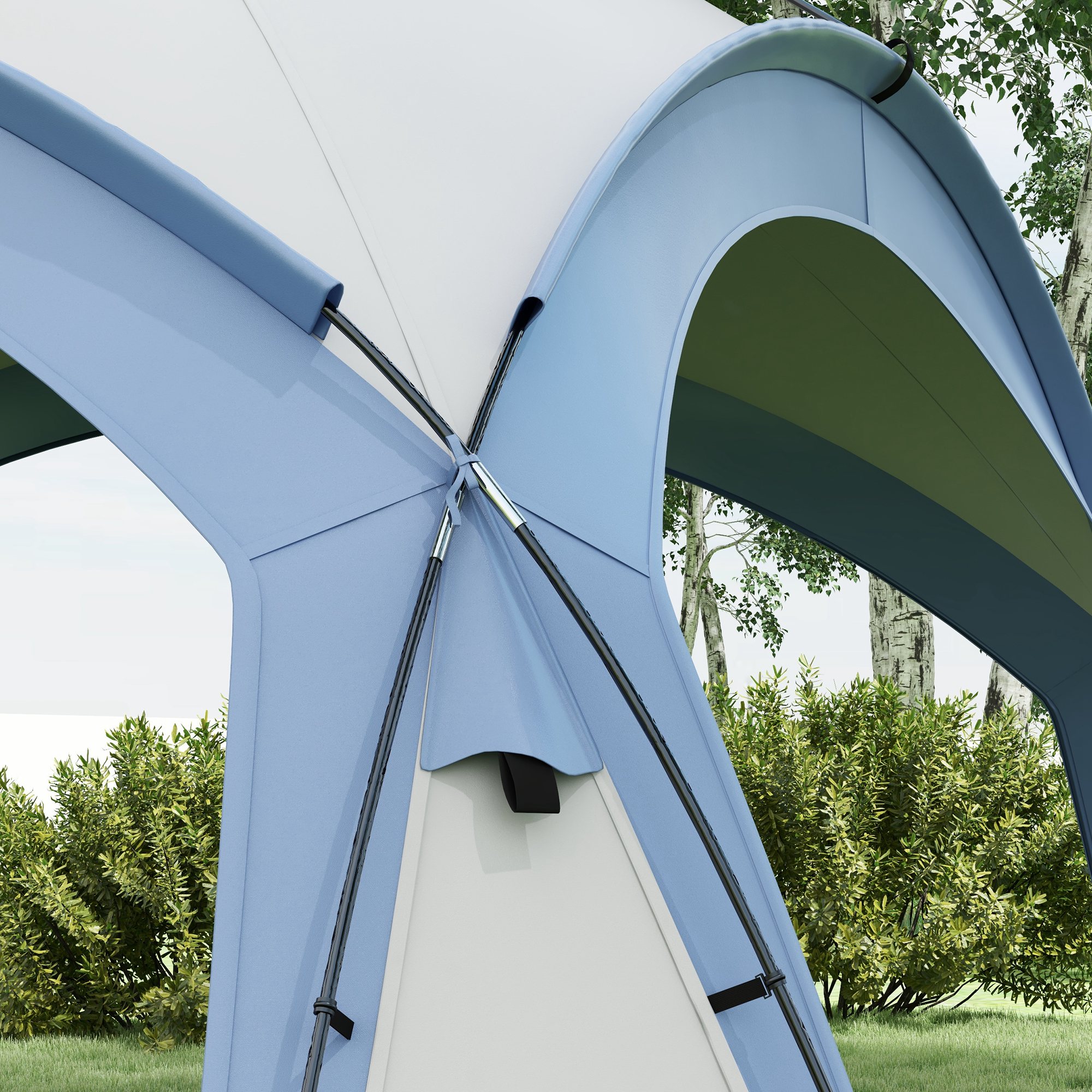 Event Shelter 3,5 x 3,5m Pavillon mit Haken Tür Wasserabweisend winterfest Gartenpavillon Hellblau