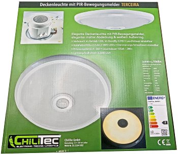 LED Deckenleuchte "TERCEIRA", 12W, 1060lm, 3000K, PIR-Bewegungsmelder