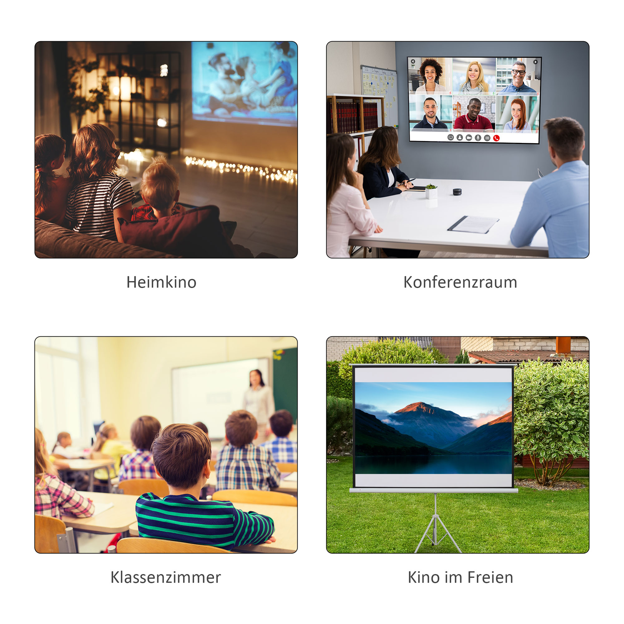 Projektionsleinwand im 4:3-Format, Kinoleinwand, Präsentationsfläche für Zuhause oder Büro, Weiß