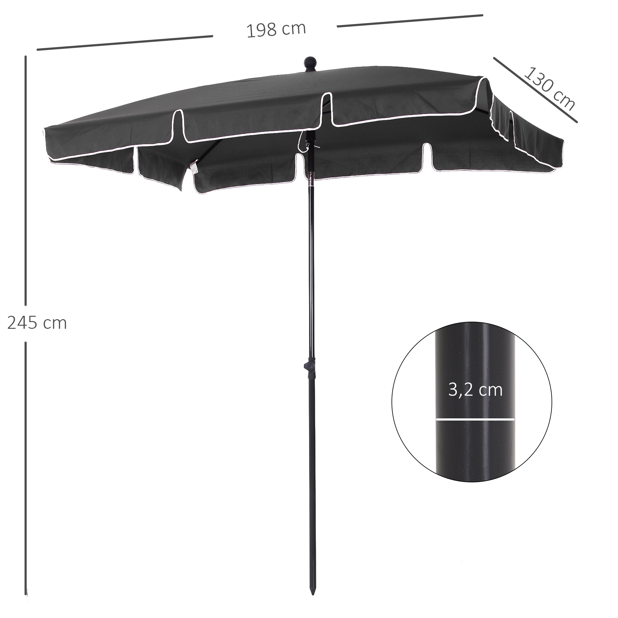 Sonnenschirm Strandschirm Gartenschirm Schirm Balkonschirm Sonnenschutz knickbar Grau