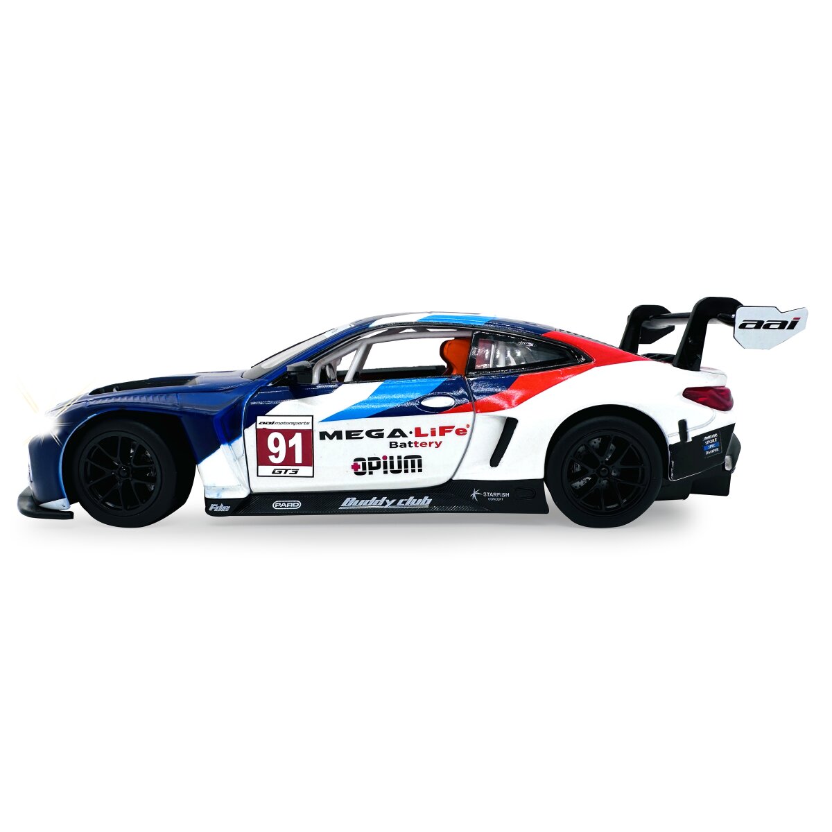 BMW M4 GT3 Diecast 1:24 weiß inkl. Knopfzellen