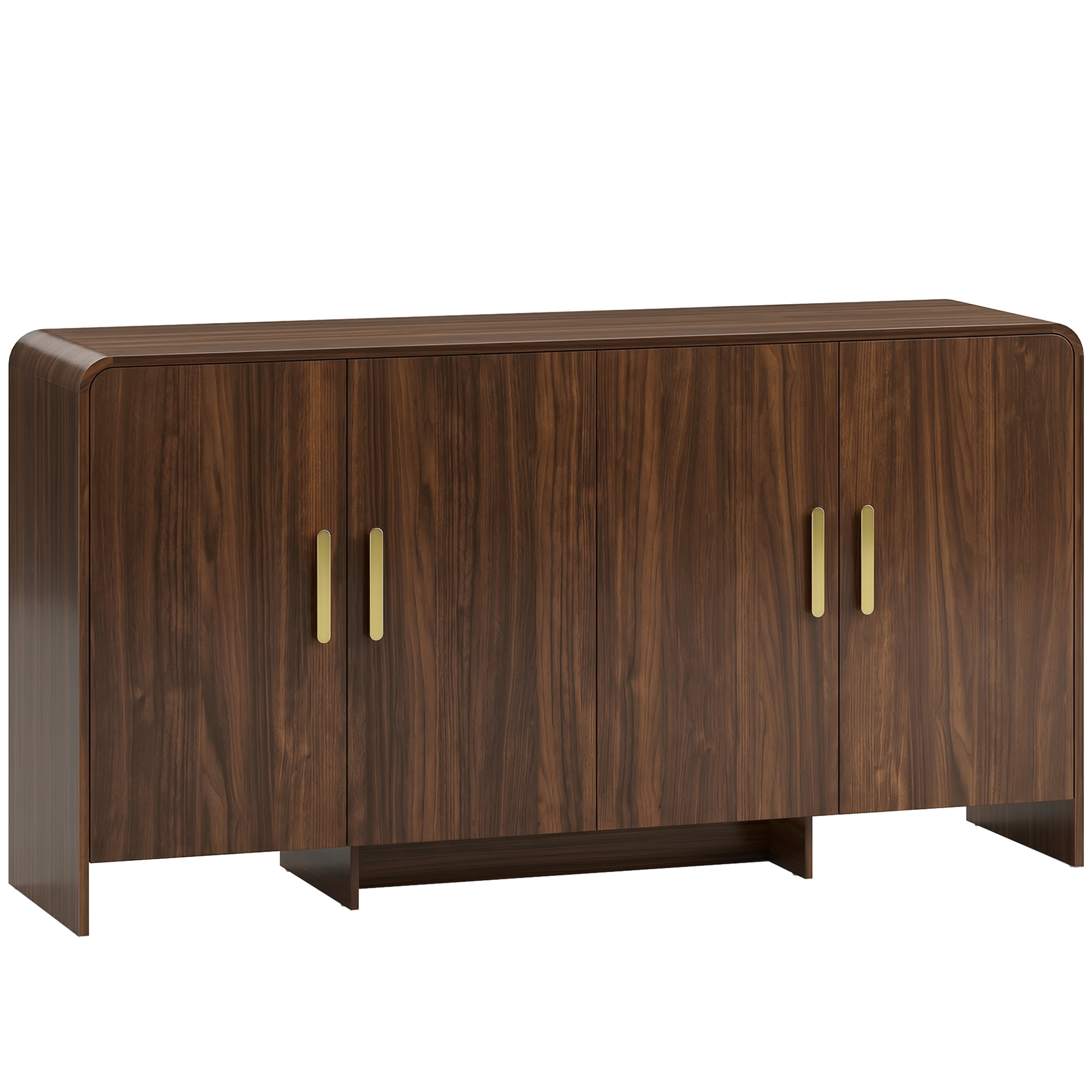 152 cm Sideboard Buffet-Schrank mit Soft-Close-Türen, TV-Schrank für Fernseher bis 72 Zoll, Walnussbraun