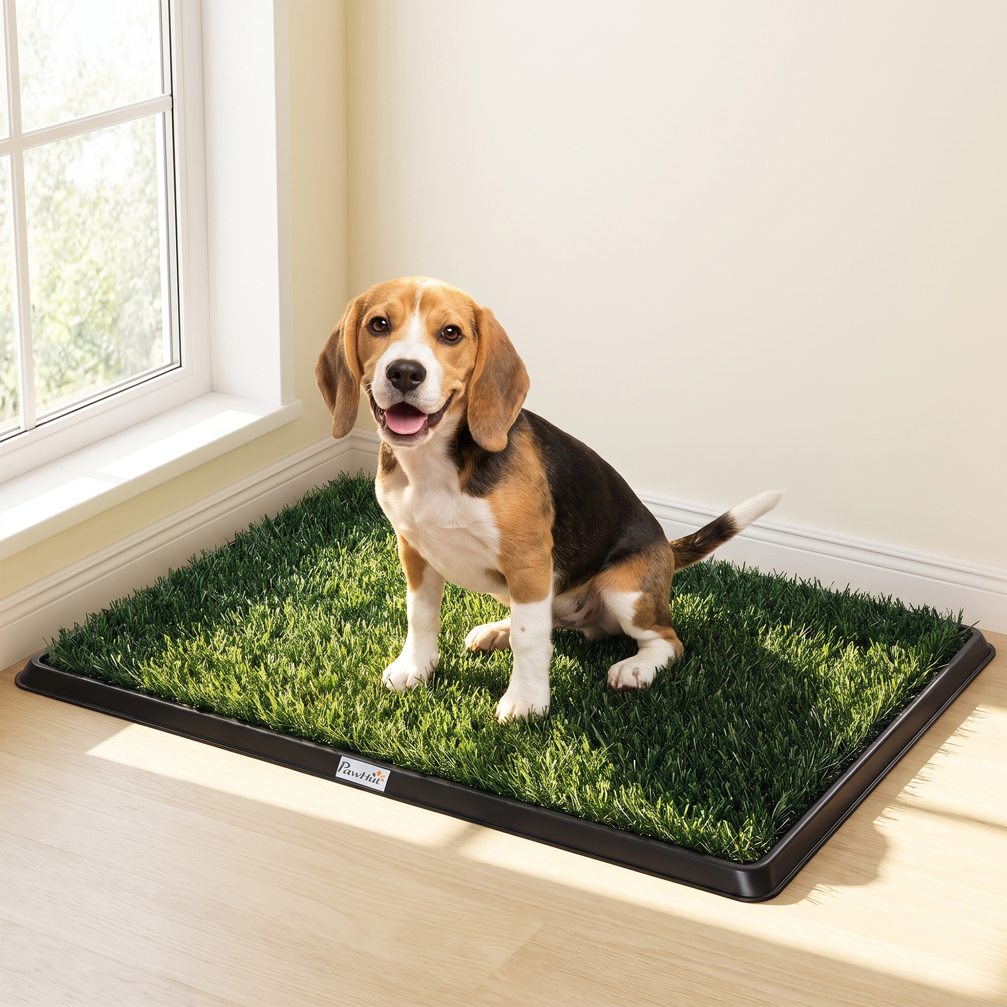 Hundetoilette 76 x 50,5 cm Hundeklo mit 1 Kunstrasen waschbar Welpentoilette für Hunde für Balkon Zuhause Schwarz+Grün