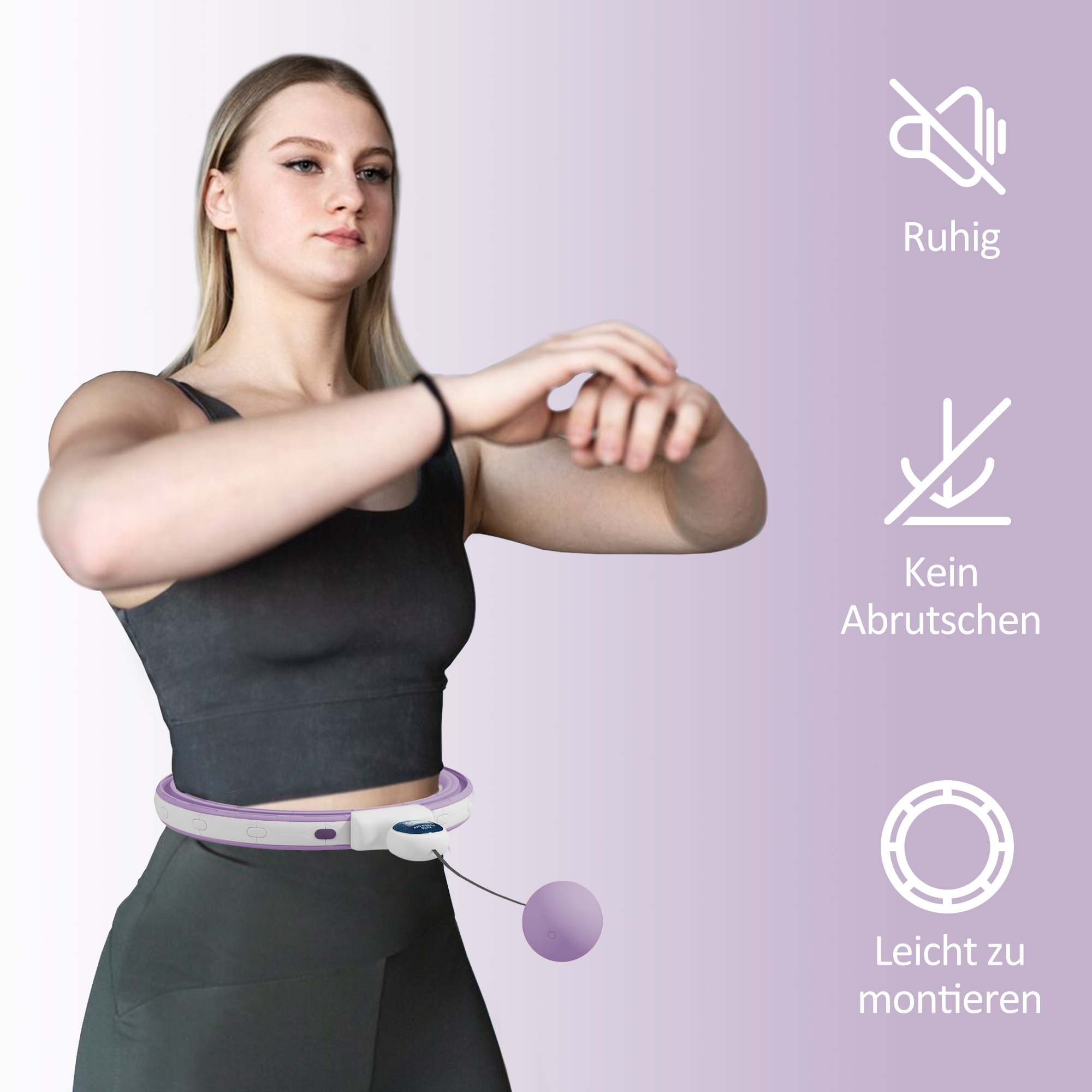 Smart Hula Hoop Reifen Erwachsene mit Gewicht Kugel Zähler 16 Knoten (76-113cm) Violett