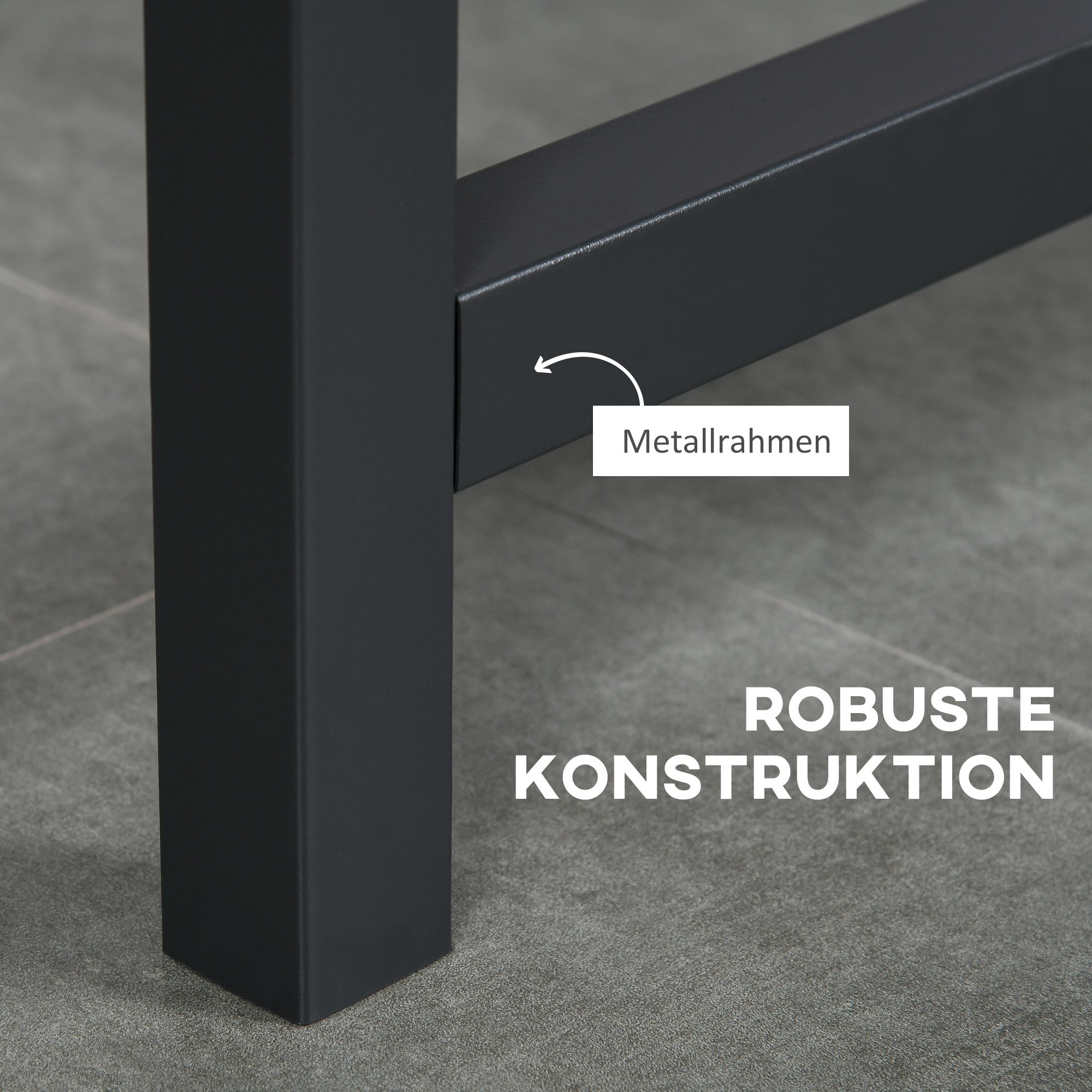 Faltbarer Esstisch, Industrieller Tisch, klappbar, aus Metall und Holz, platzsparend, Braun