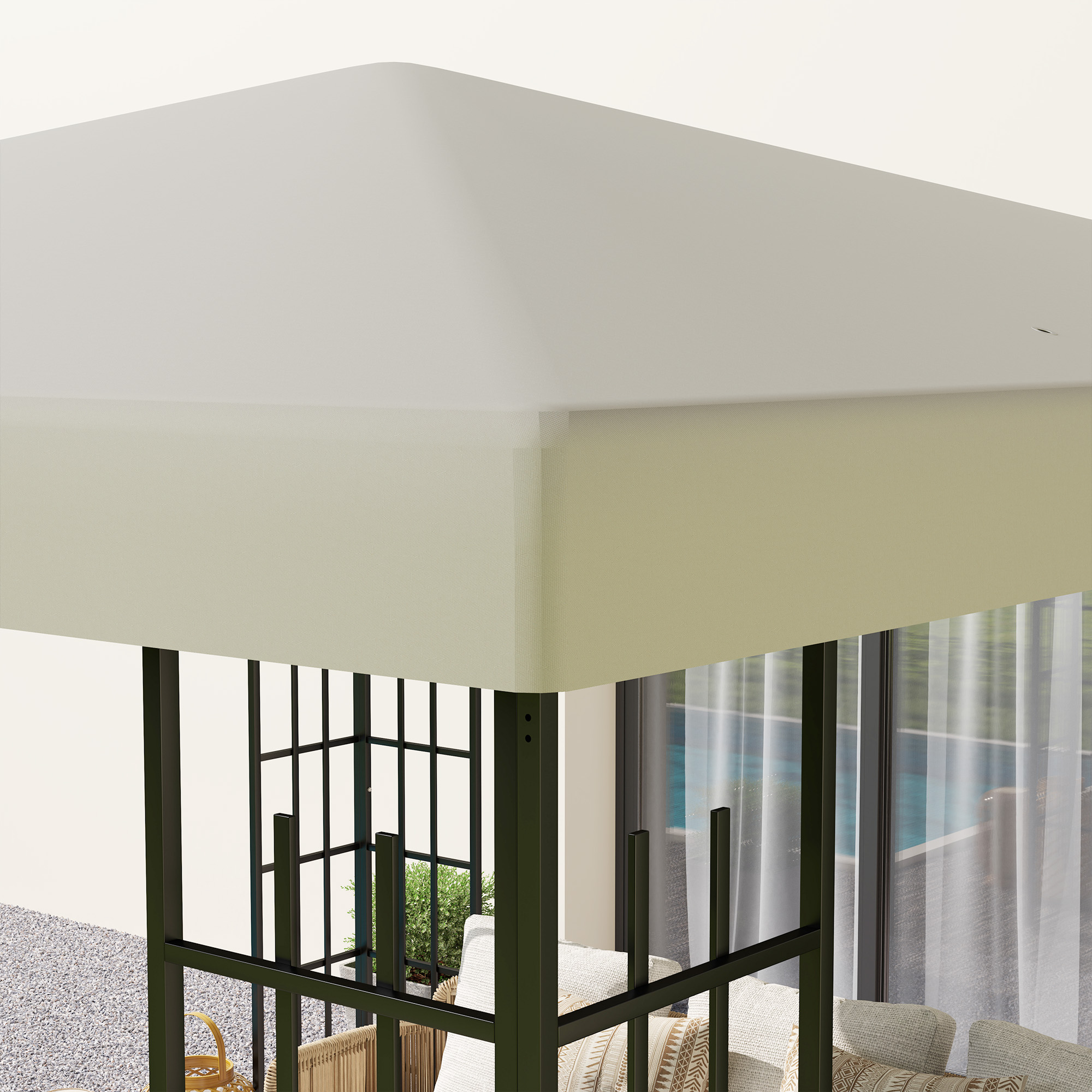 3 x 3 m Ersatzplane für Pavillon, Plane für Garten-Pavillon, mit Wasserablauföffnungen, UPF30+, Cremeweiß
