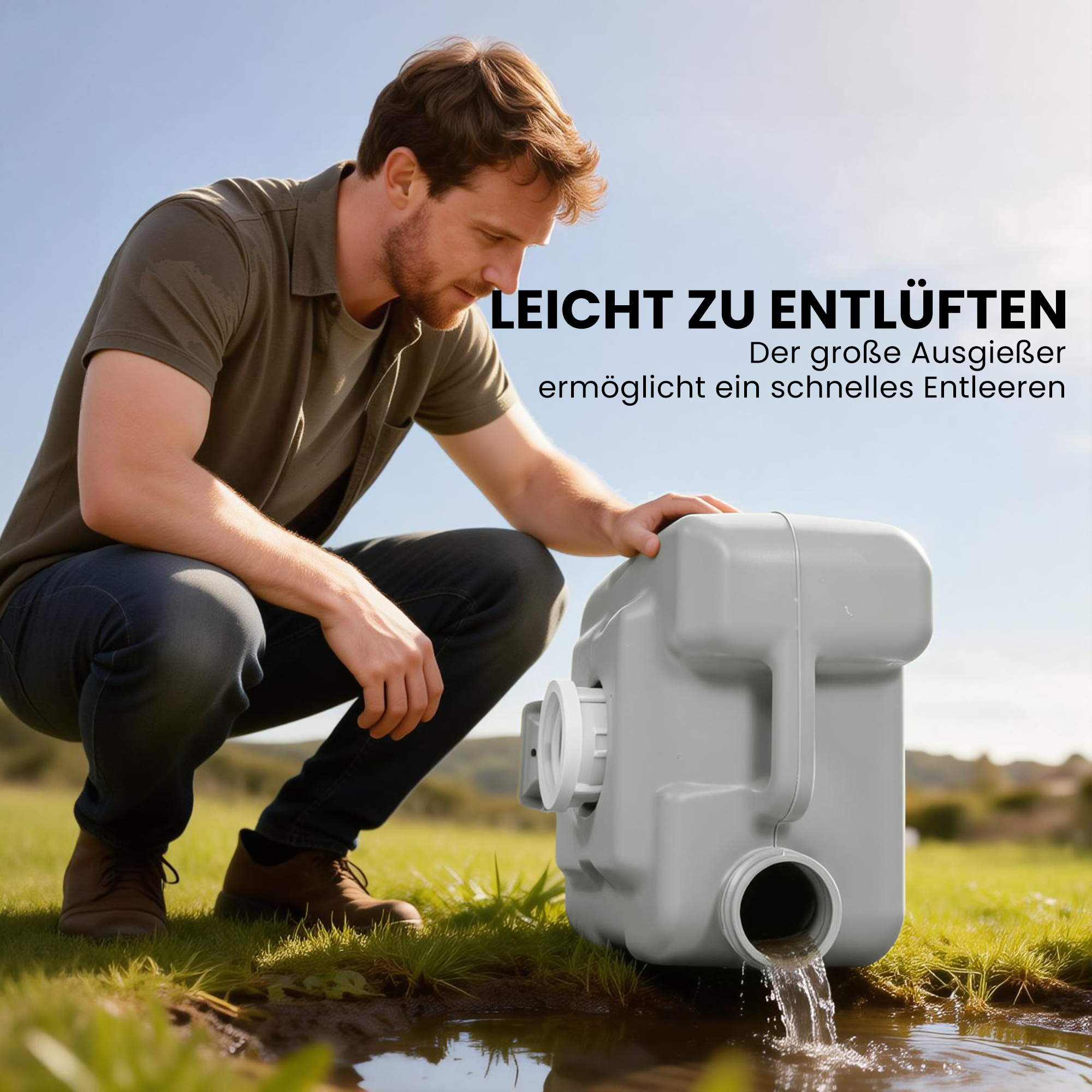 Campingtoilette Reisetoilette max. Tragkraft bis 147 kg 20L für Camping Wandern Reisen Angeln 41,5 x 36,5 x 42 cm Grau