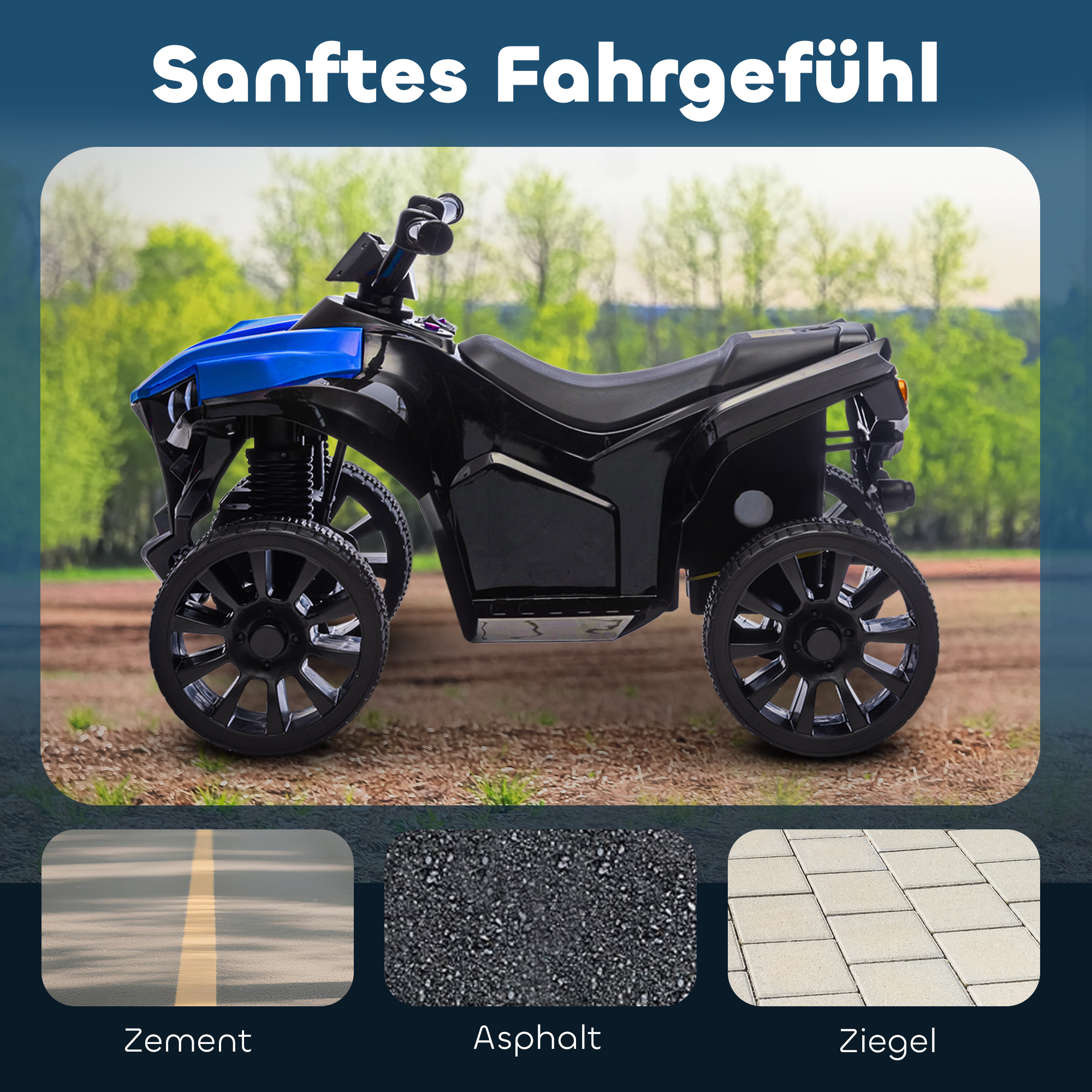 Kinder Quad Elektro 6V Kinderquad mit Vorwärts-, Rückwärtsfunktion, Musik, LED-Scheinwerfer Blau