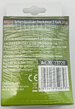 MILOS Schutzkontakt-Steckdose 2-fach, 250V~/ 16A, 1x UP, USB A+C/PD, anthrazit