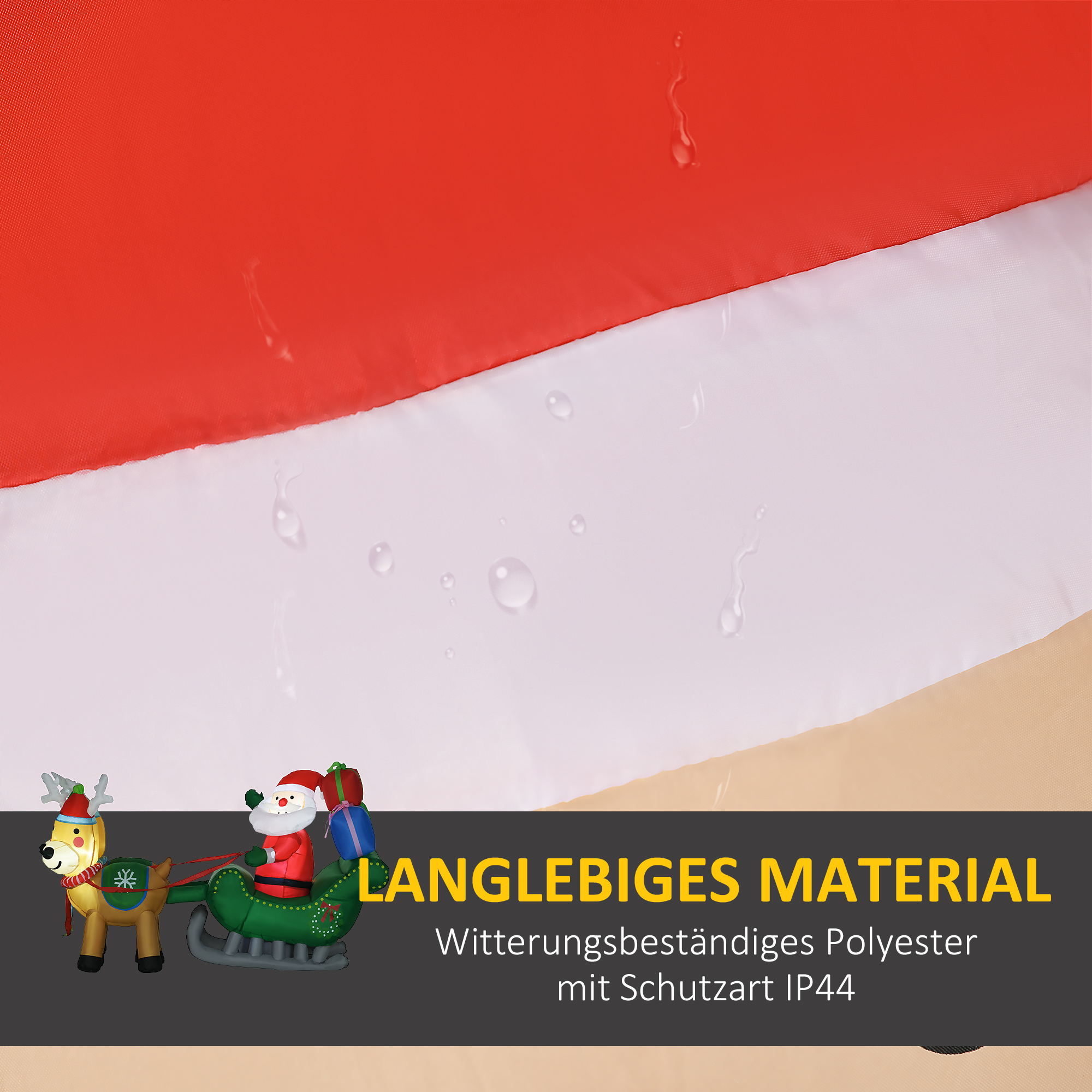 Aufblasbarer Weihnachtsmann, aufblasbare Weihnachtsdekoration, inkl. Gebläse, In- und Outdoor, Weiß+Gold