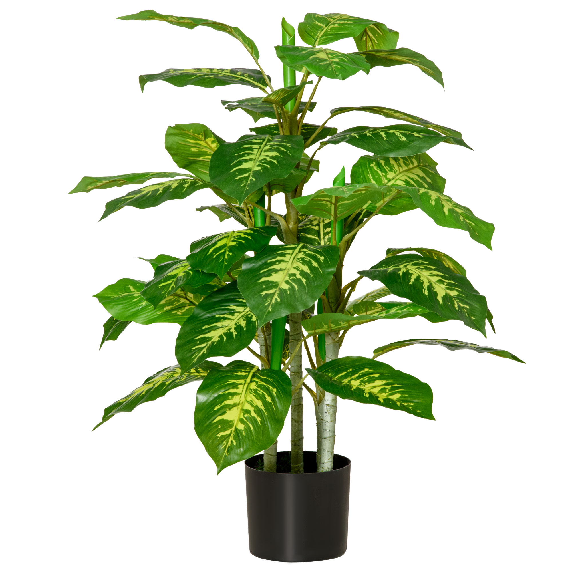 Kunstpflanze, Kunststoff-Pflanze, Zementtopf, Indoor und Outdoor, 95 cm, Grün