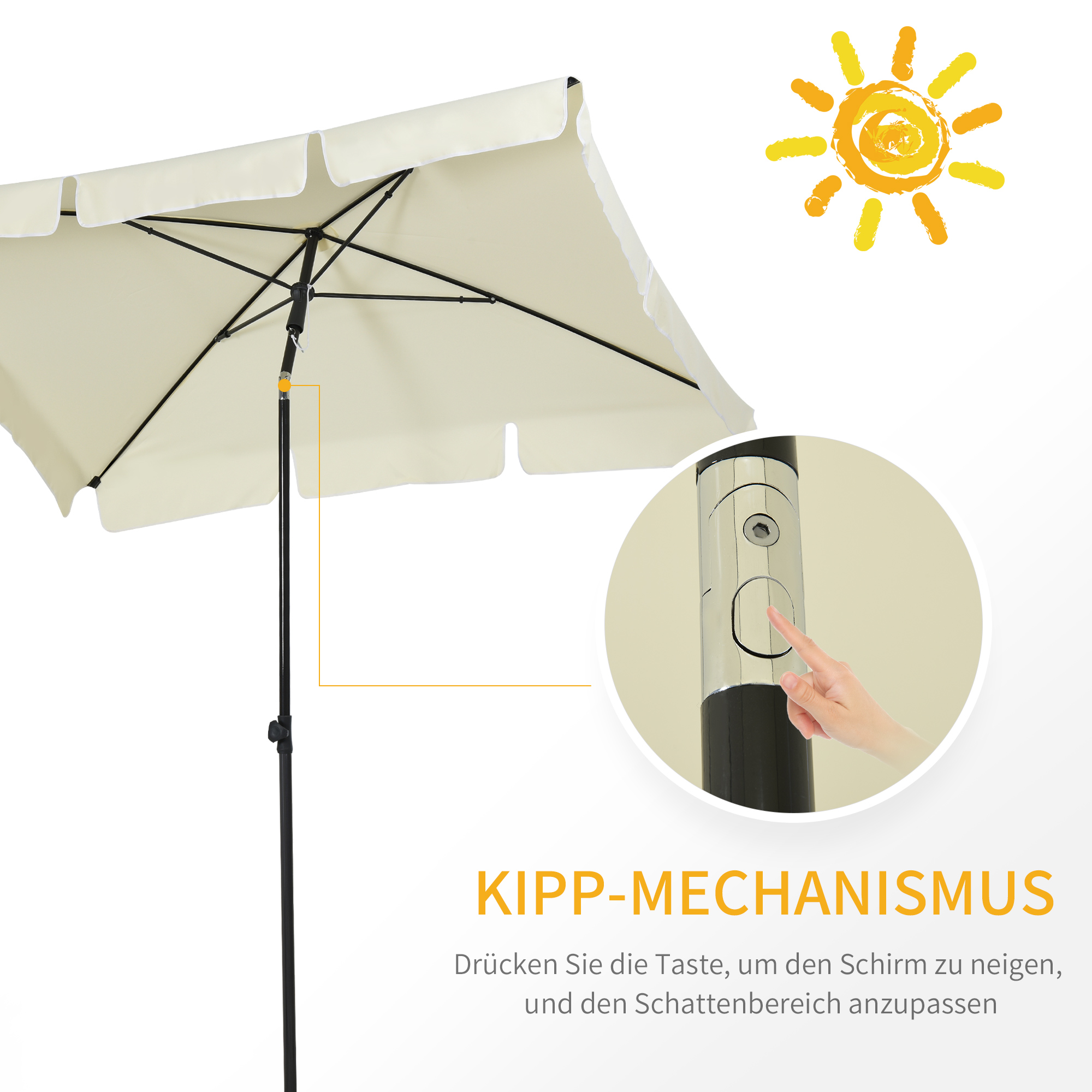 Sonnenschirm Strandschirm Gartenschirm Schirm Balkonschirm Sonnenschutz knickbar Cremeweiß
