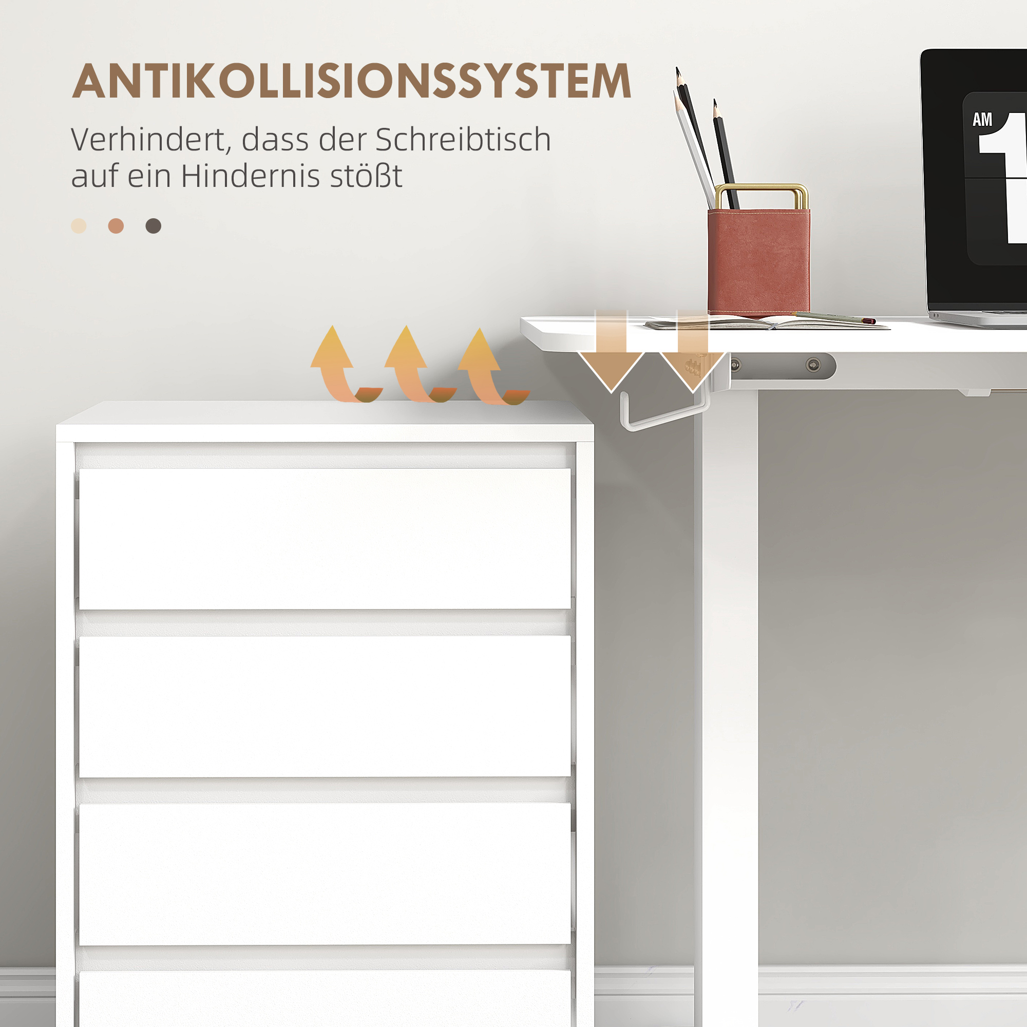 Stehschreibtisch, höhenverstellbar, 120x60x72-116cm, Weiß
