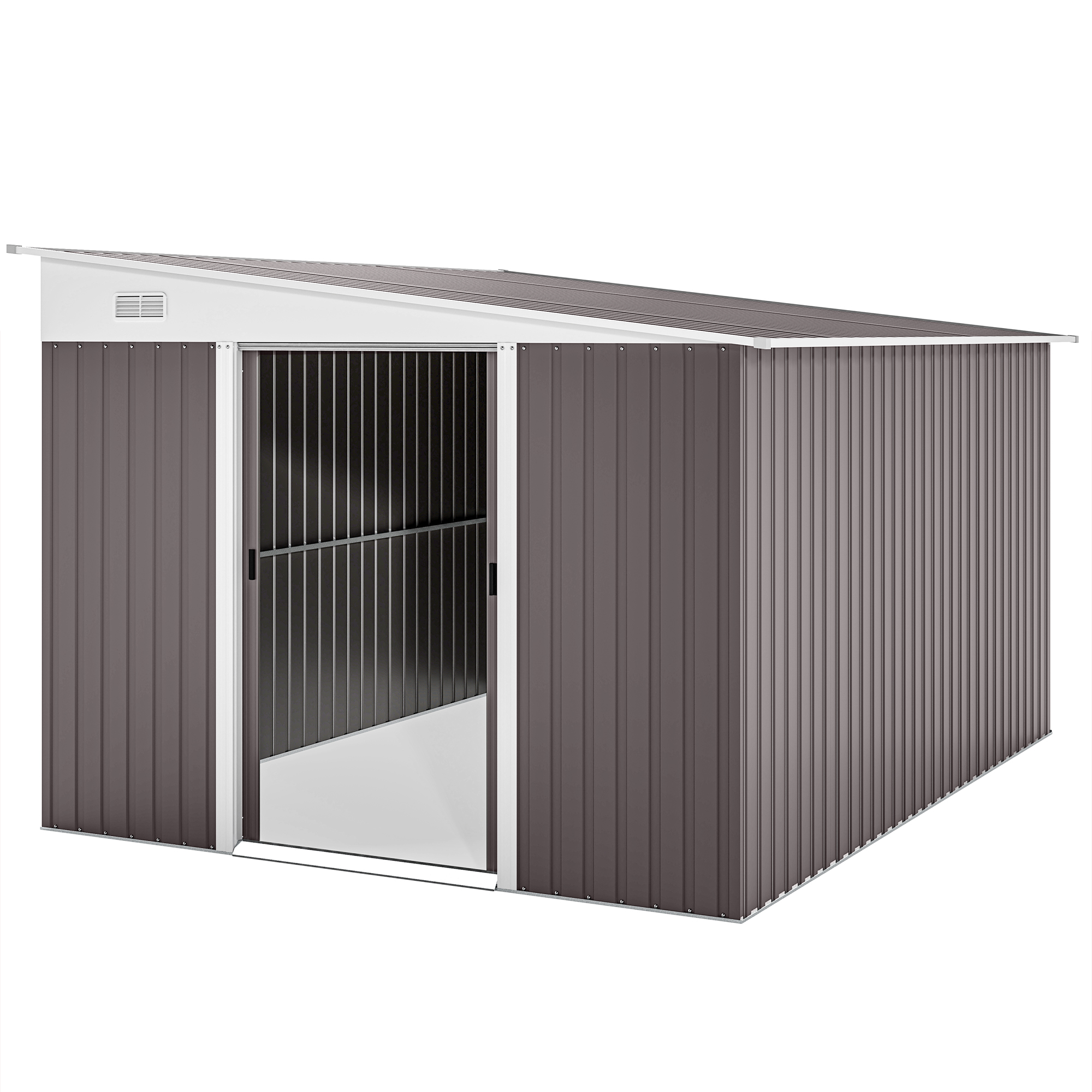 Metall-Geräteschuppen Schrägdach verriegelbare Doppeltür 2,8 x 3,45 x 2,01m Grau