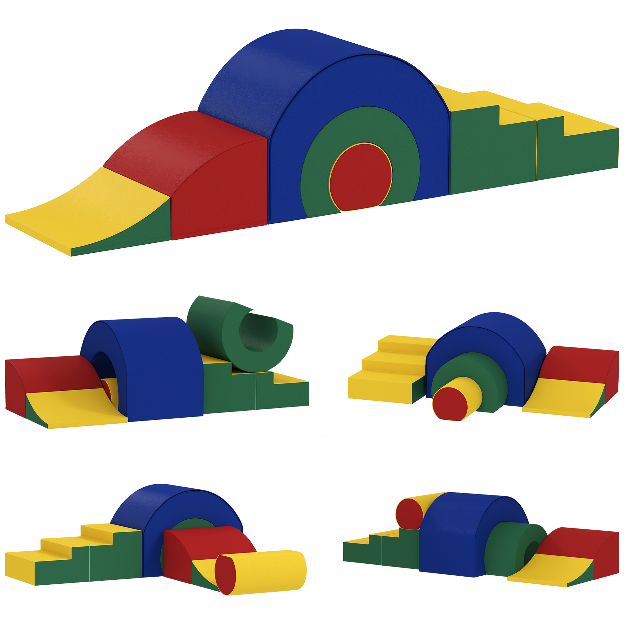5-teiliges Softbaustein-Set für Babys & Kleinkinder, Schaumstoff, Kunstleder, 5 kreative Formen, Indoor-Set zum Klettern, Krabbeln, Spielen, Bunt