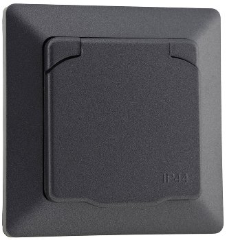 MILOS Schutzkontakt-Steckdose IP44 - 250V~/ 16A, inkl. Rahmen, UP, Anthrazit MILOS Schutzkontakt-Steckdose IP44 - 250V~/ 16A, inkl. Rahmen, UP, Anthrazit