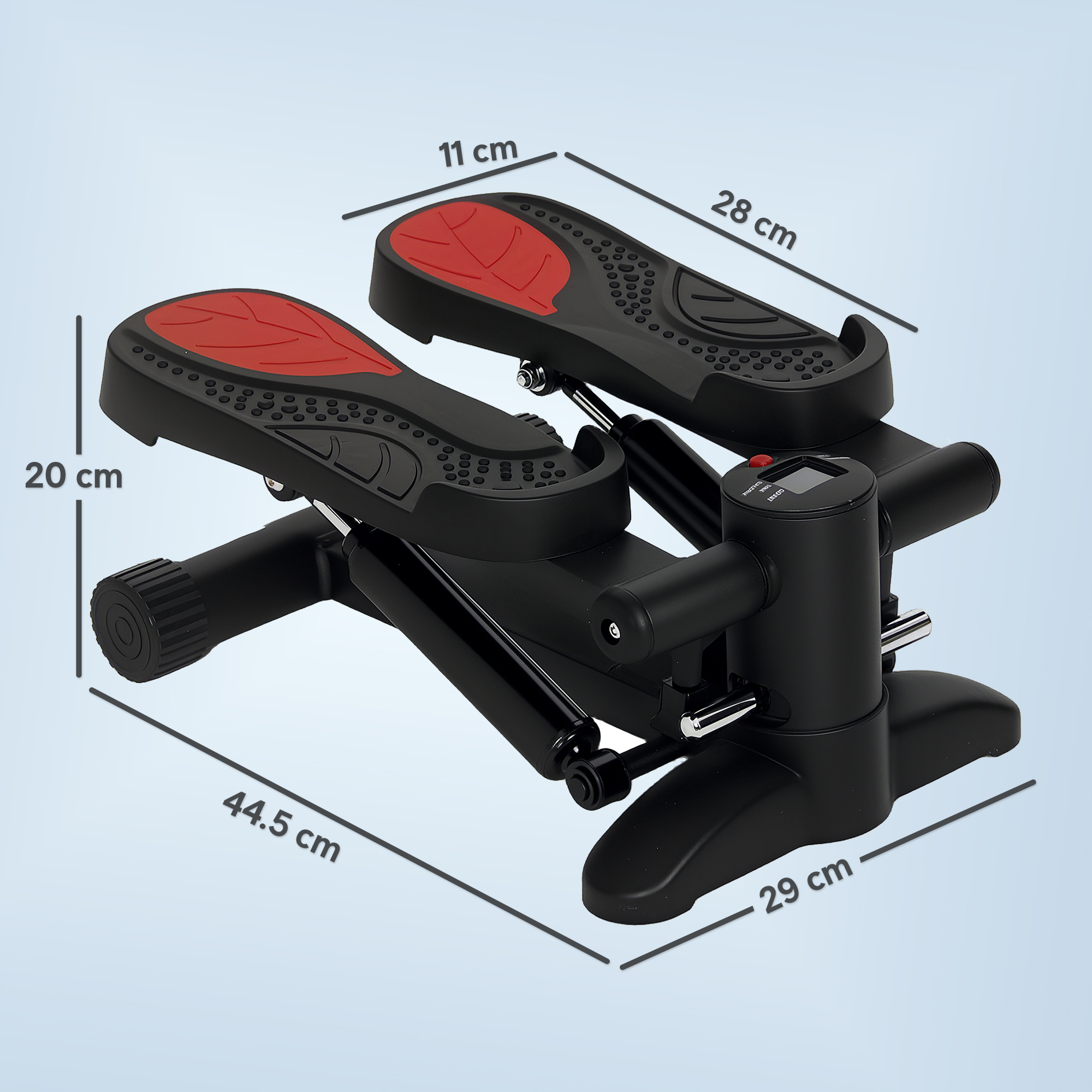 Mini-Stepper, Kompaktes Stepper-Gerät für Workout, Fitness-Stepper mit LCD-Monitor und rutschfesten Pedalen, Schwarz