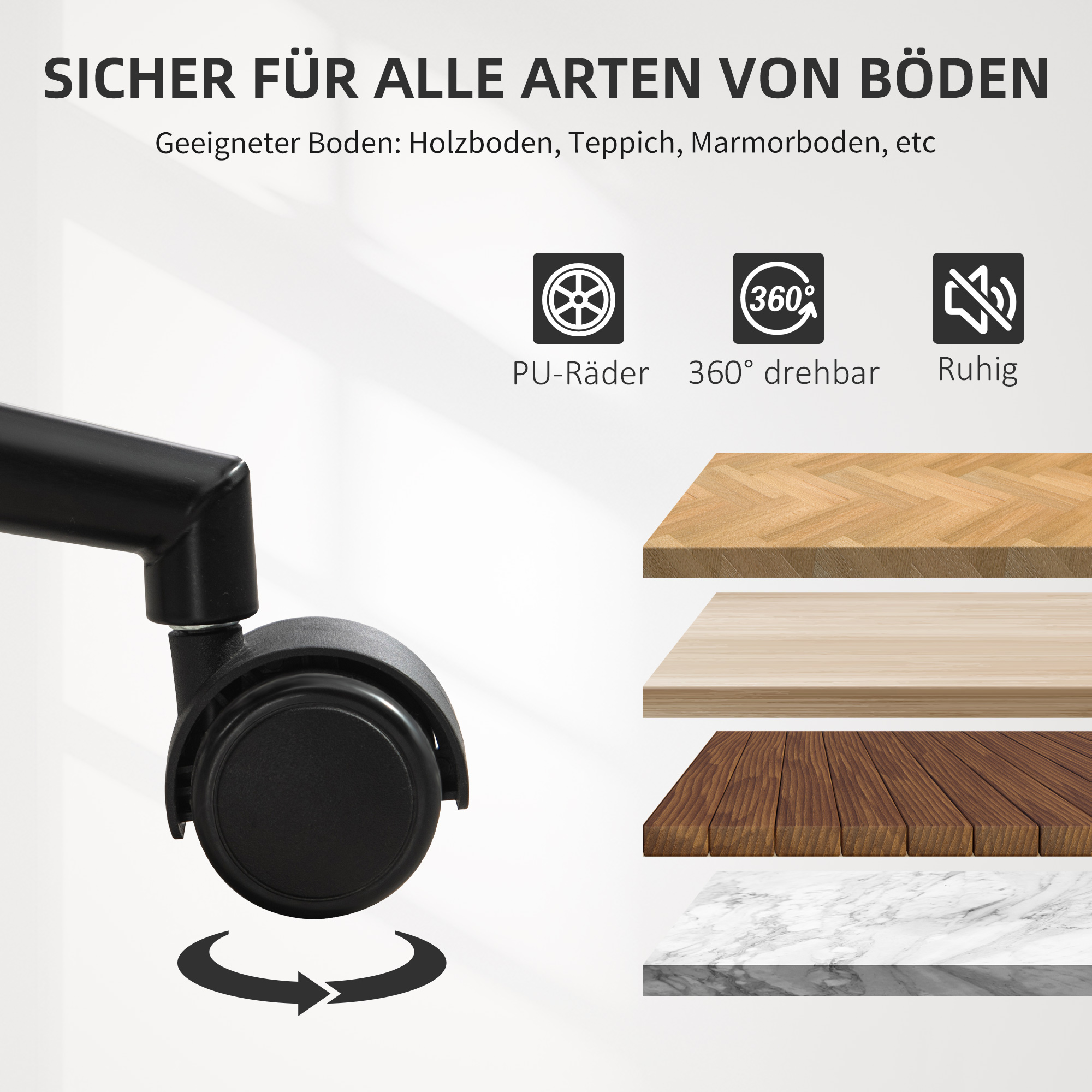 Homeoffice Stuhl aus Kunstleder höhenverstellbar Drehstuhl bis 135 kg belastbar 52 x 54 x 74-84 cm Schwarz+Walnussbraun