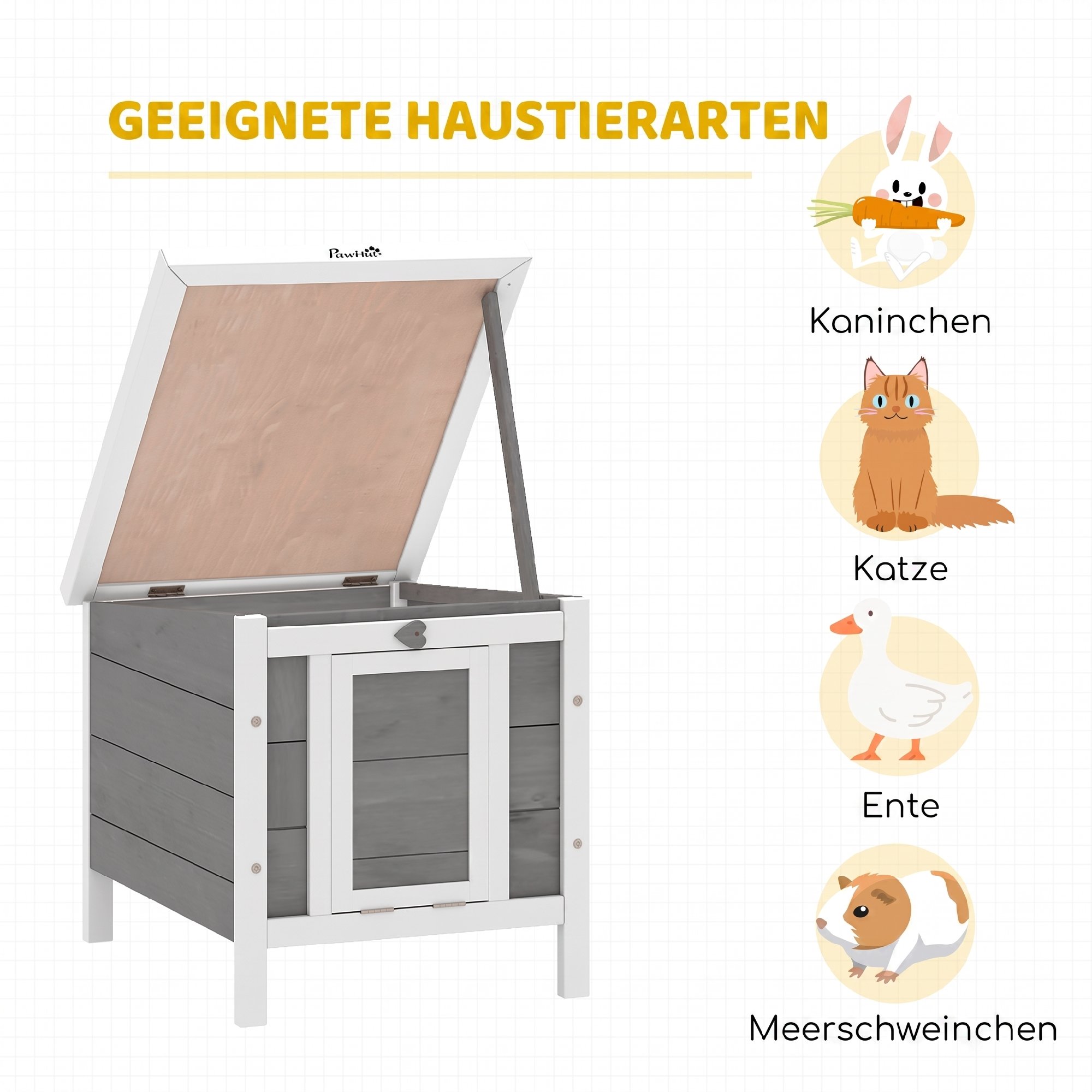 Kleintierstall Kleintierhaus mit Rampe Holz Grau
