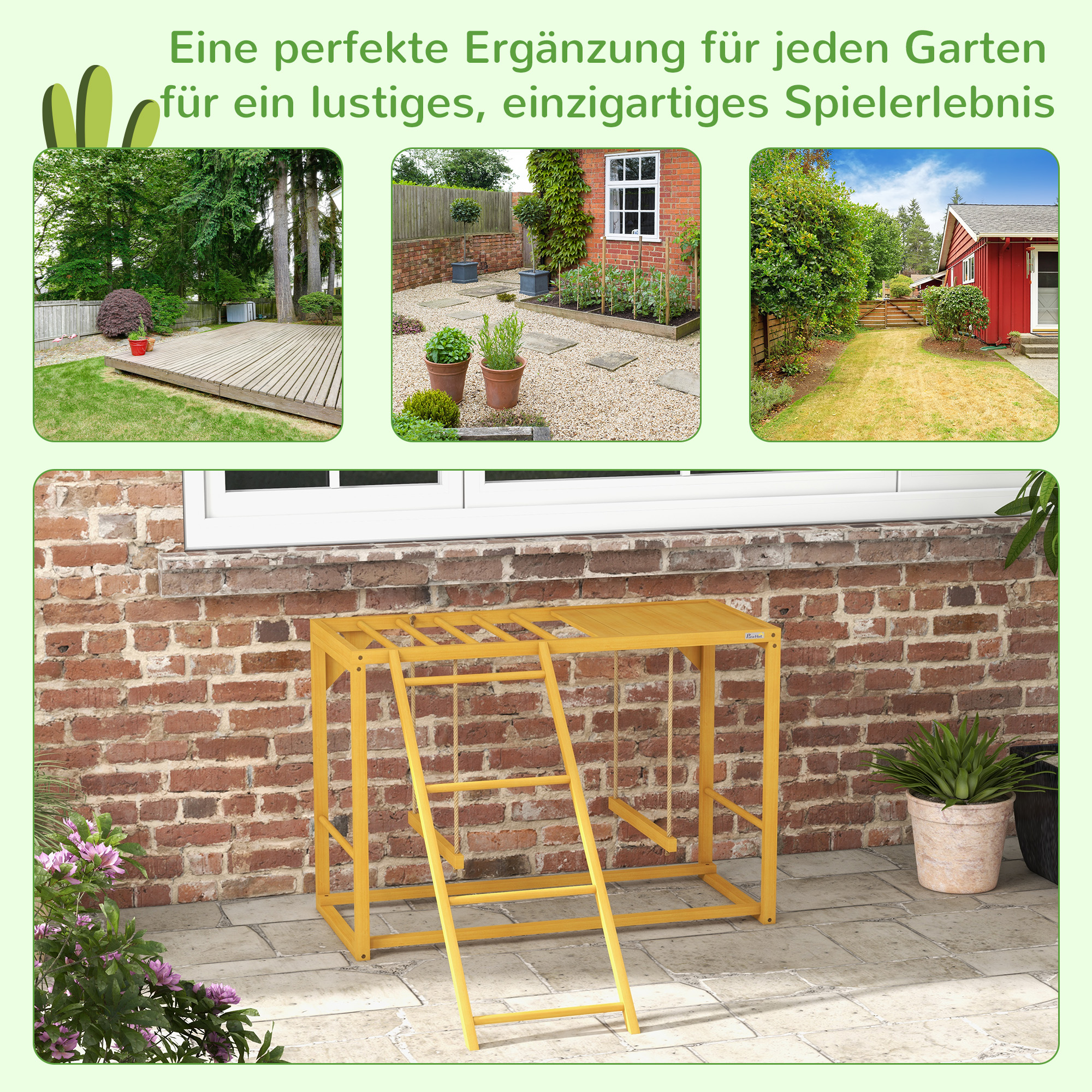 Hühner-Spielgerüst mit Schaukeln und Leiter, für 3-4 Hühner, Hühner-Klettergerüst aus Holz
