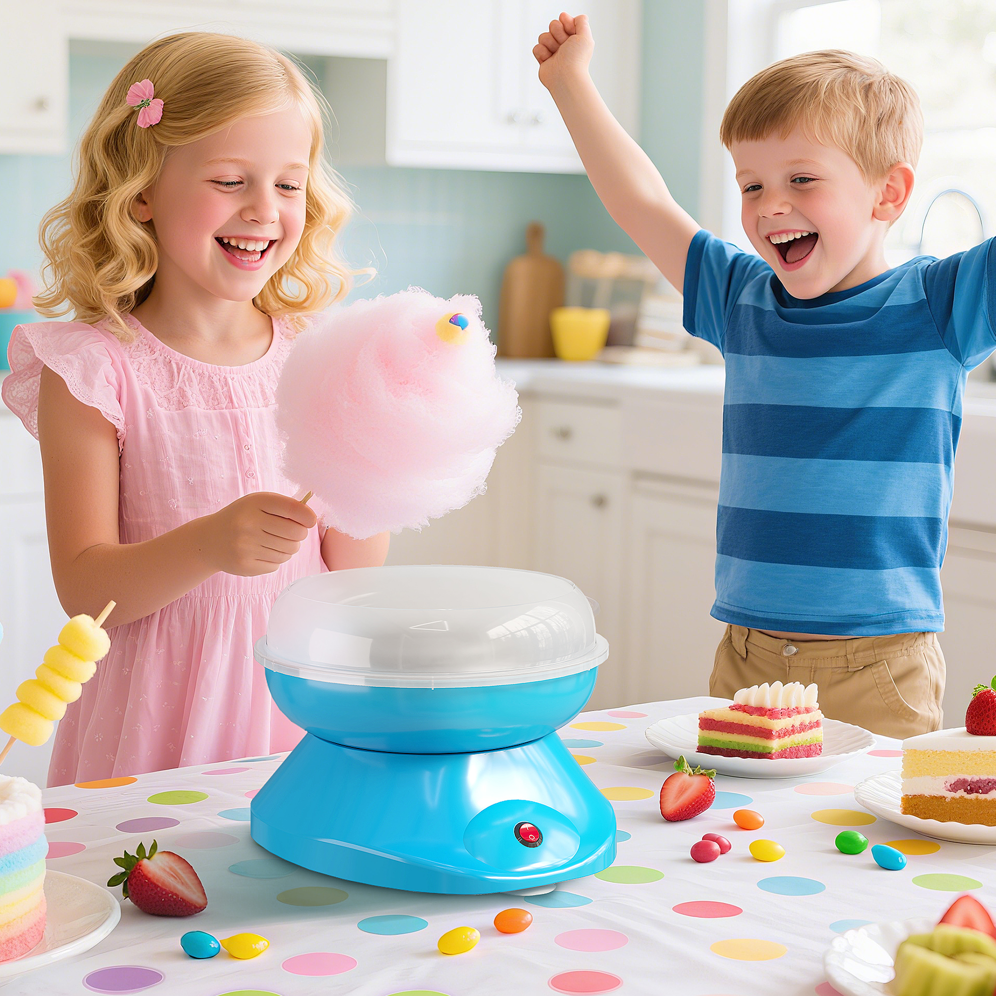 Zuckerwattemaschine für Zuhause Cotton Candy Machine 550W für Kinderfest, Geburtstag, Party