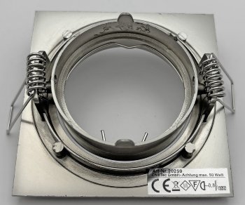 Decken-Einbaustrahler "SE80" chrom-matt / schwenkbar, 80x80mm, für 50mm Lampen