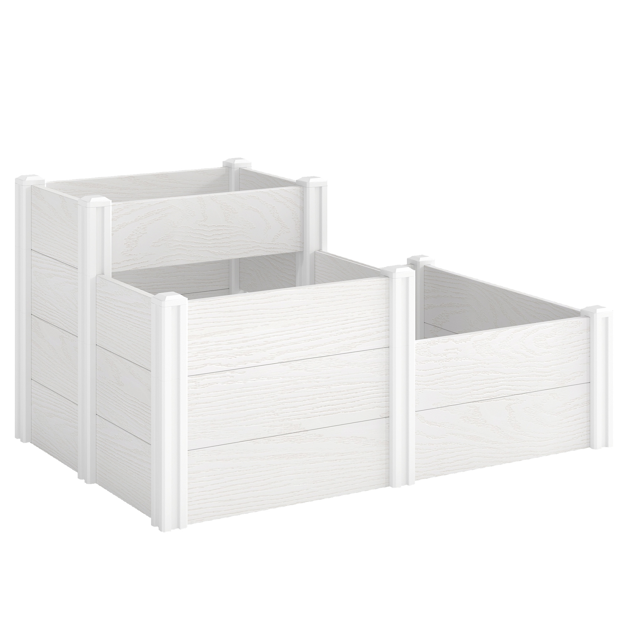Hochbeet 3-stufig Stapelbar Gartenbeet mit Offenem Boden, modulares Kräuterbeet DIY Montage Kunststoff