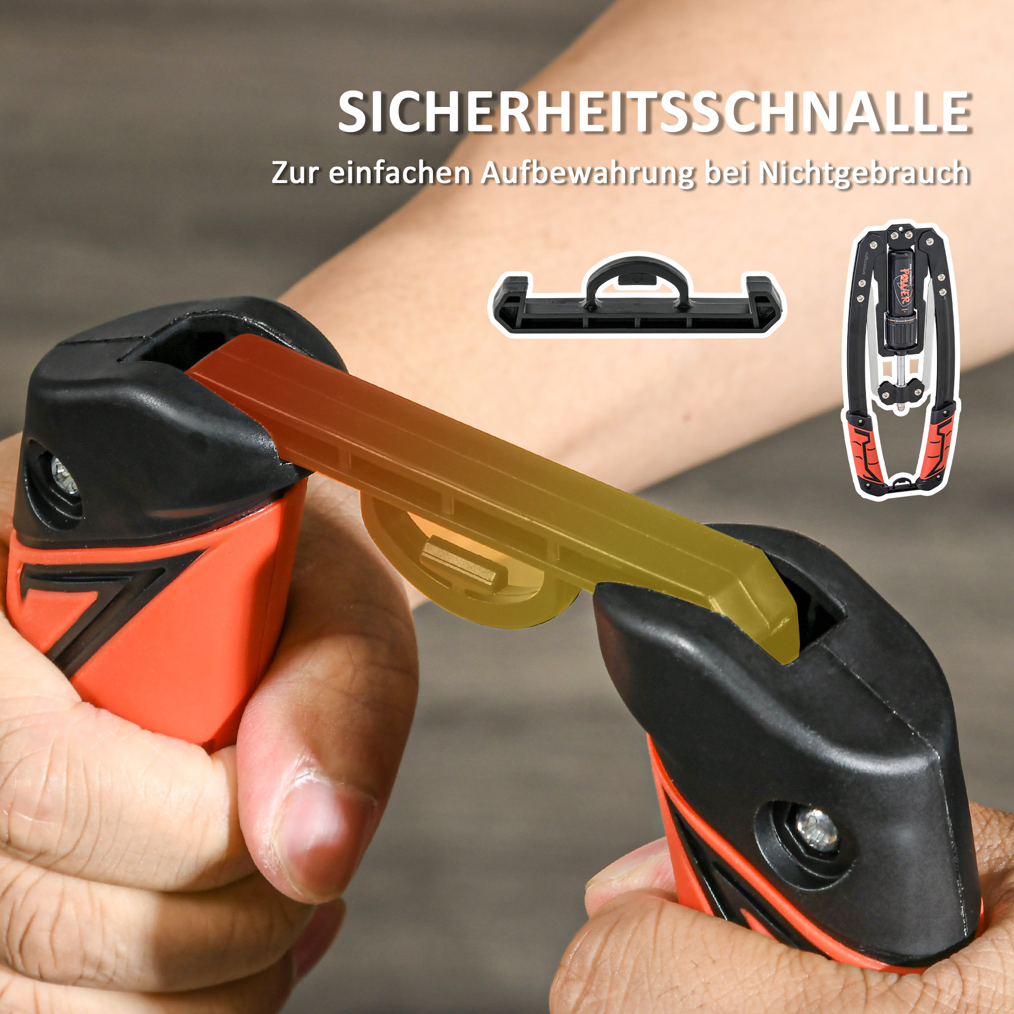 Power Twister 10-200kg Armtrainer Einstellbare Hydraulische Armtrainingsgerät 43 x 16 x 5 cm Schwarz+Rot